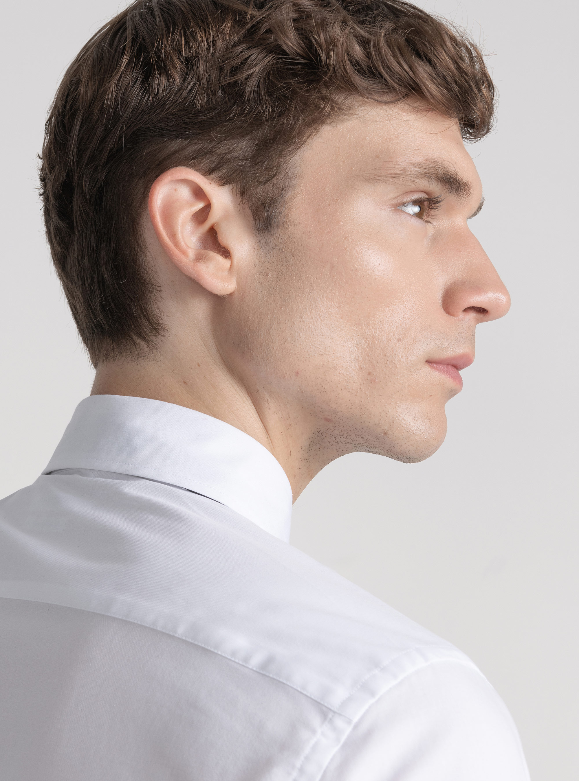 Stretch poplin smoking shirt with cufflinks, WHITE