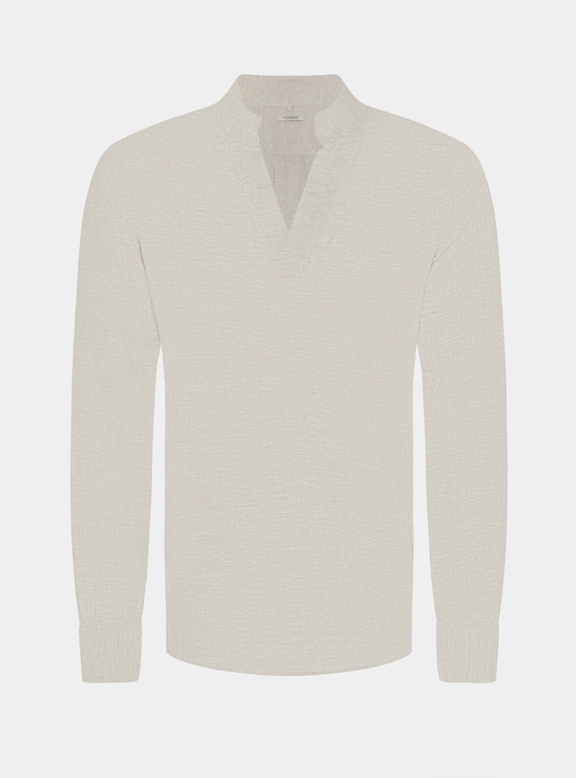 Chemise cor&eacute;enne en pur lin, ECRU MELANGE 0562C