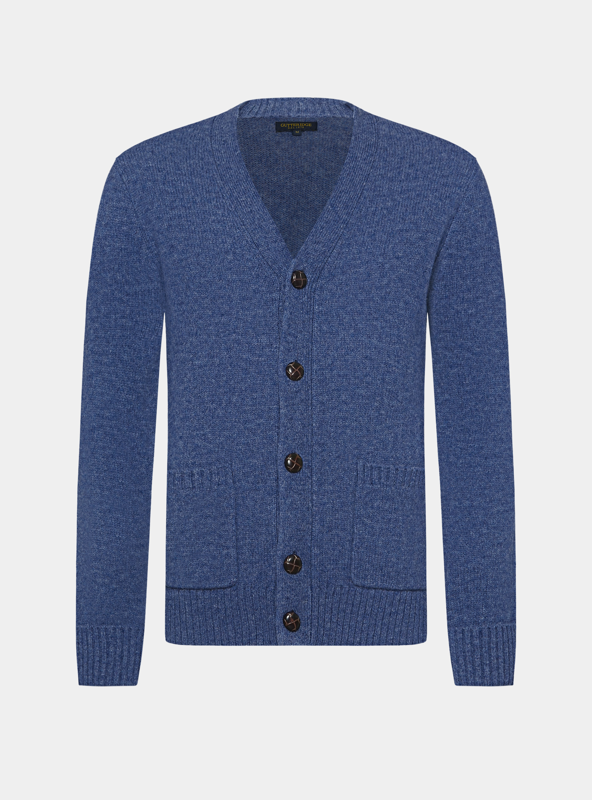 Shetland wool knit cardigan, 0243C DENIM