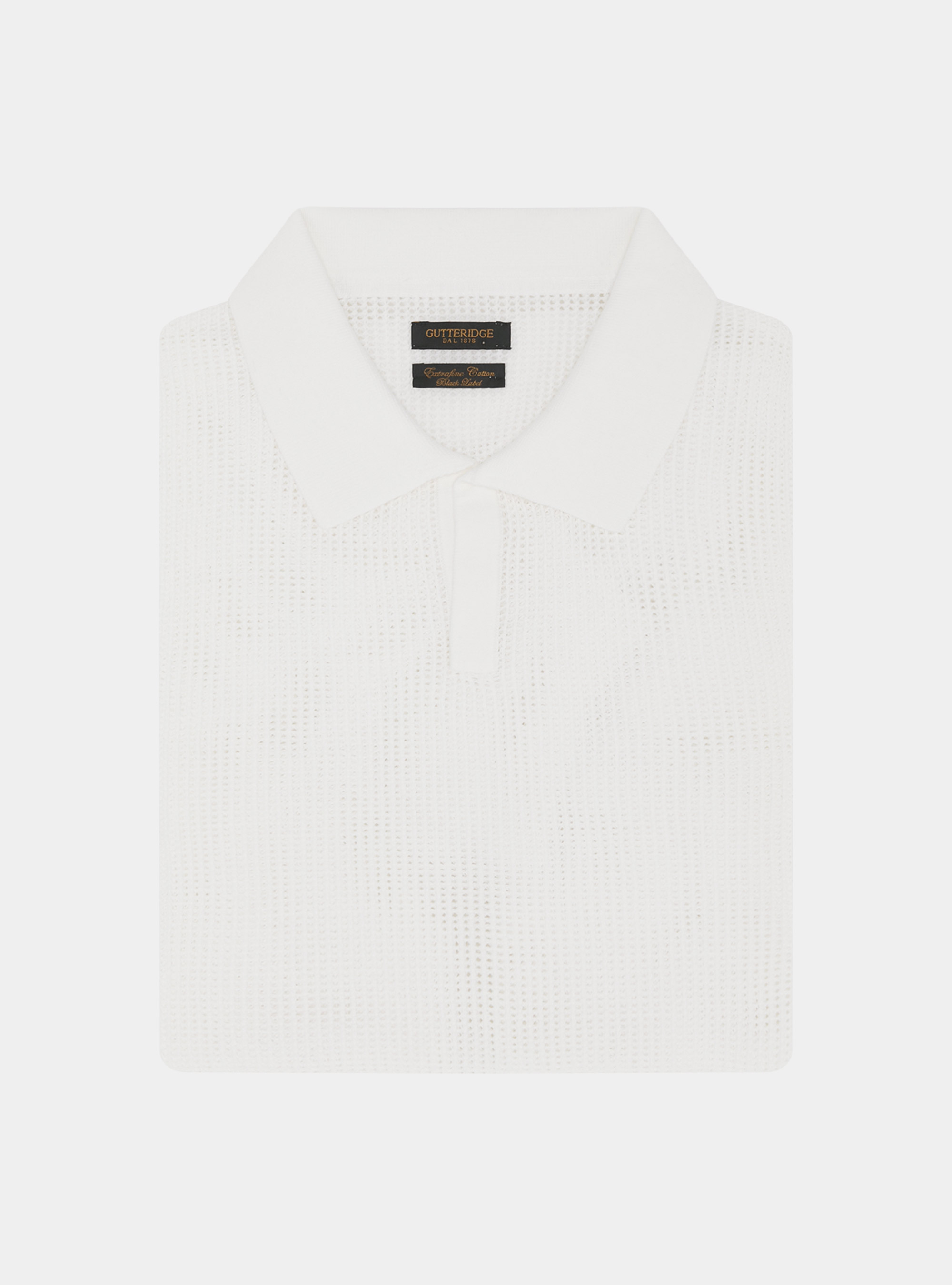 Perforated knit polo shirt, WHITE