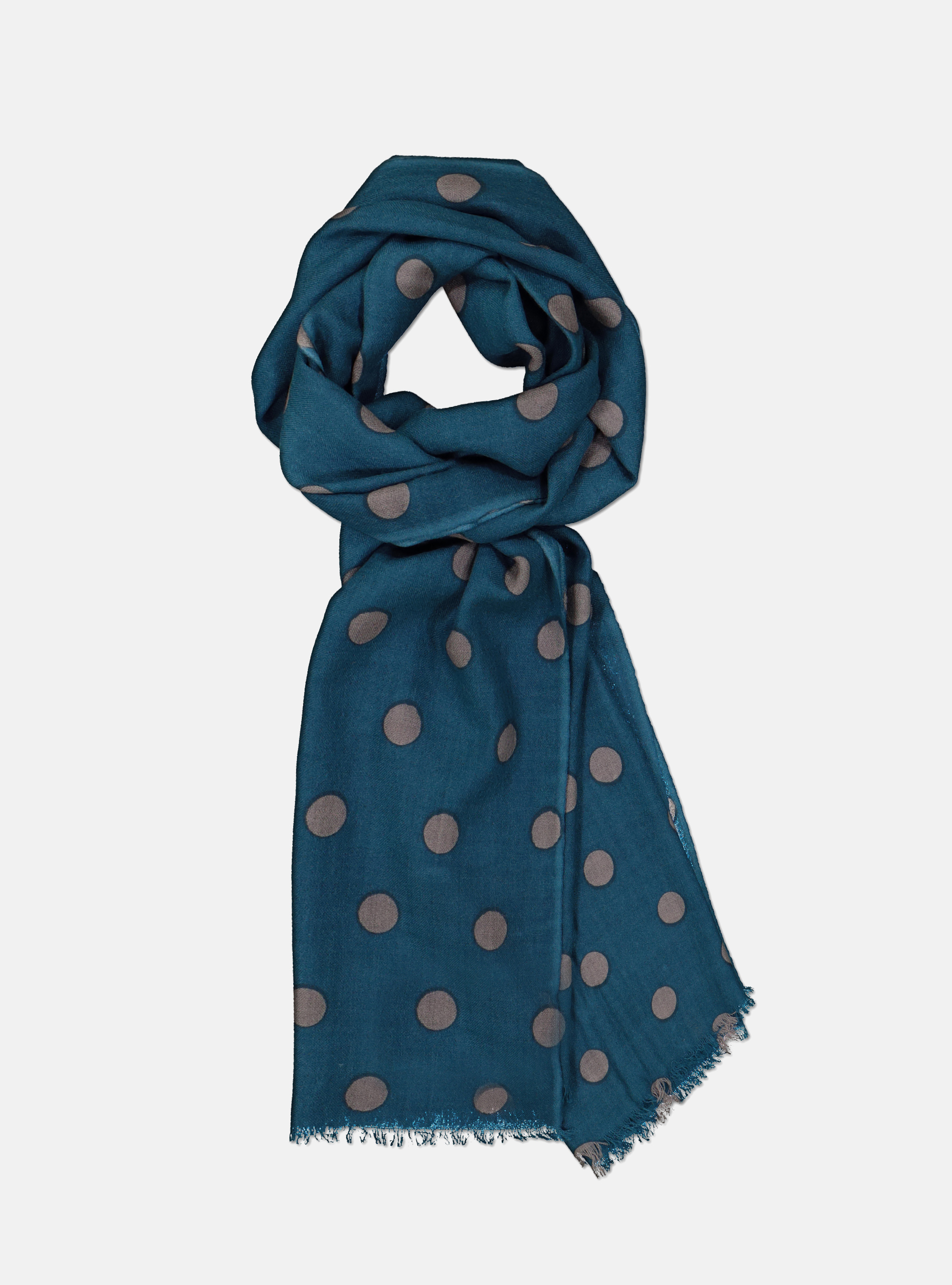 POLKA DOT WOOL SCARF, PETROL