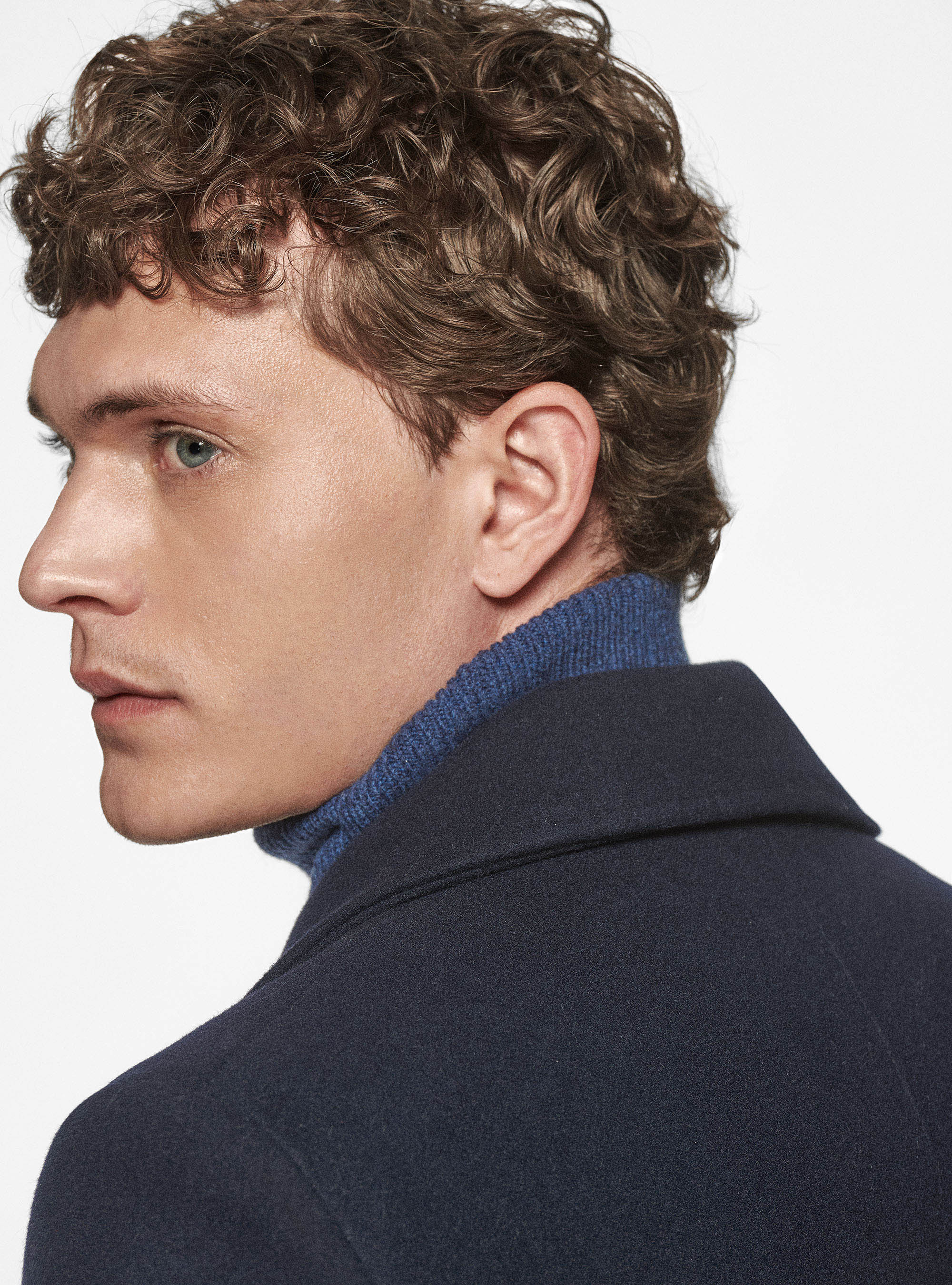 Peacoat in misto lana, BLU NAVY