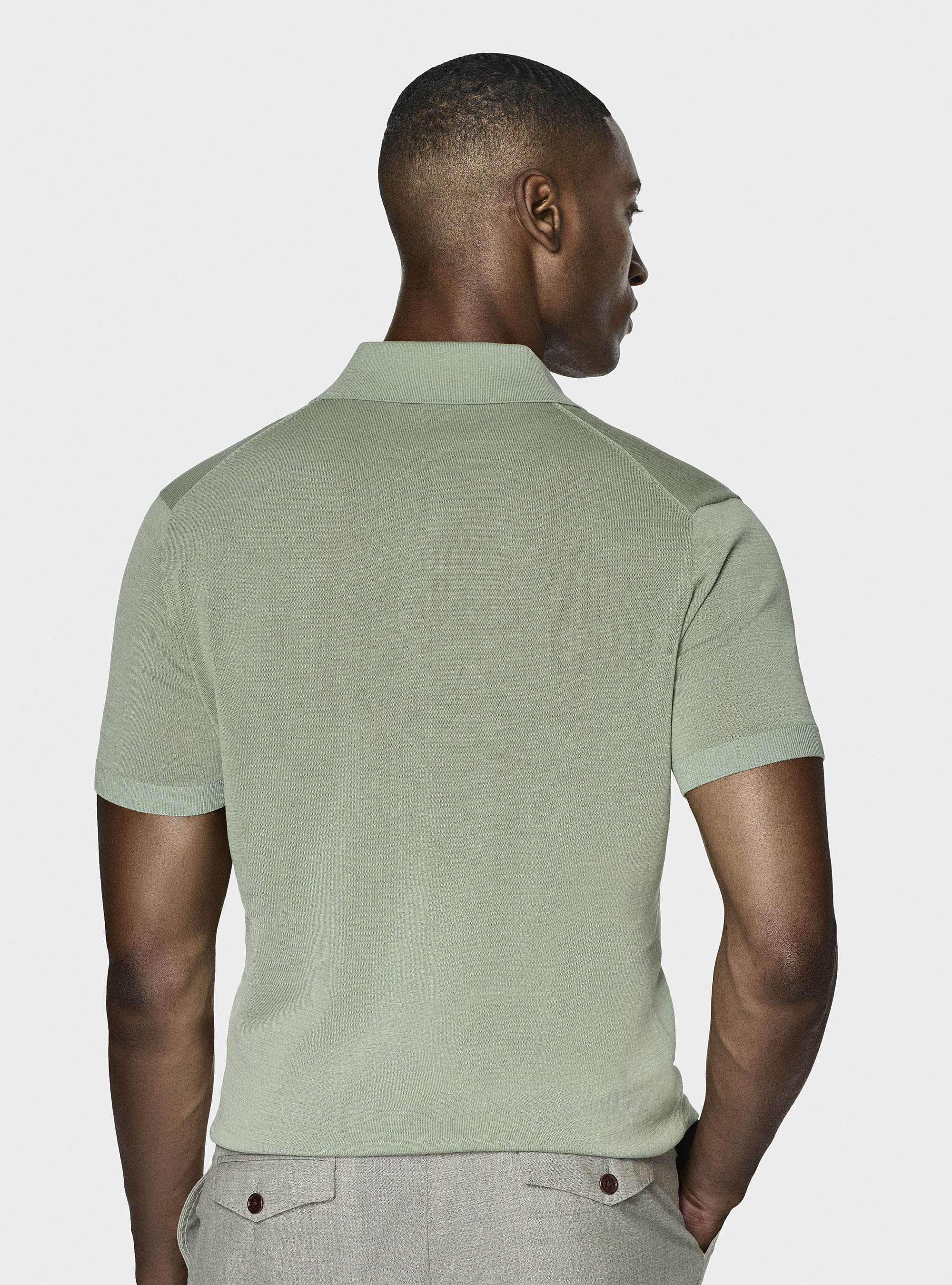 Maglia a polo in cotone e seta, SALVIA 0602C