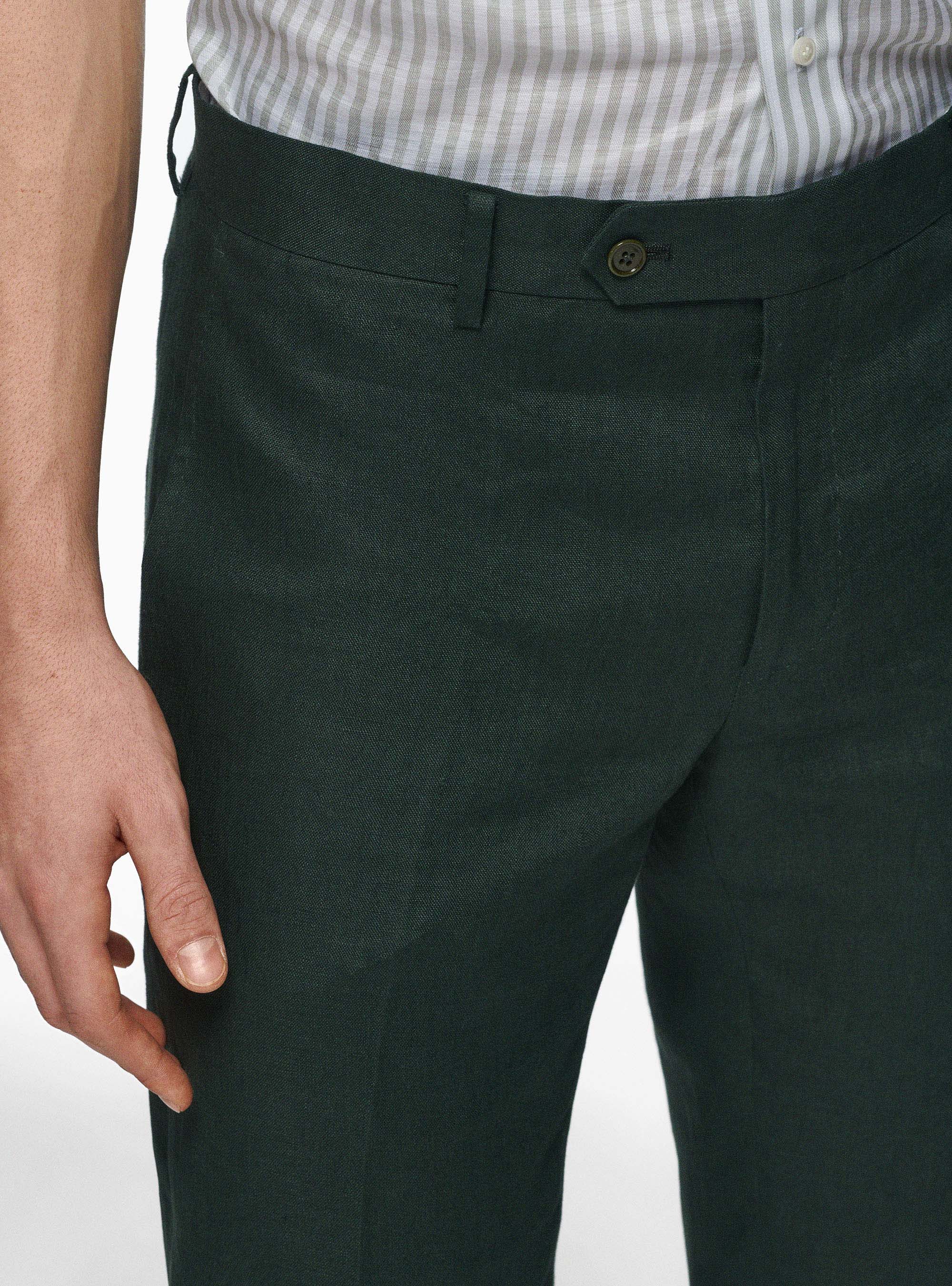 Pantaloni in puro lino, VERDE