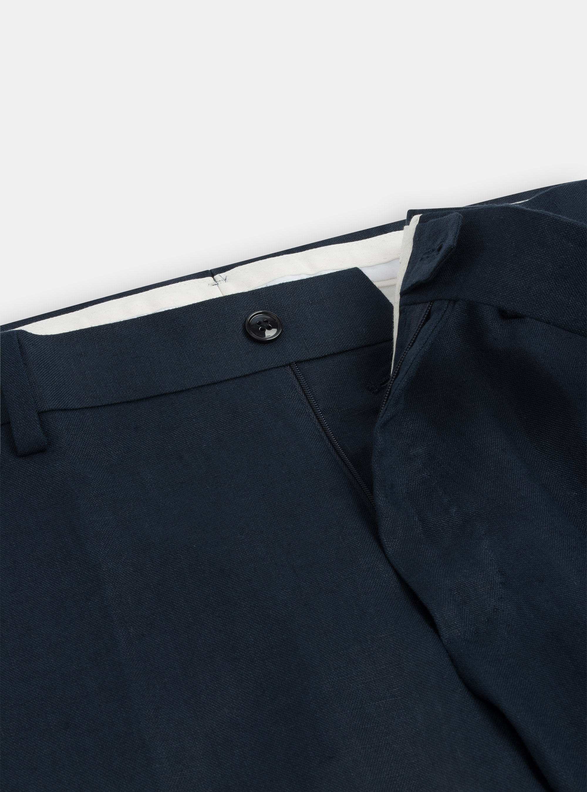 Pantaloni per abito in puro lino, BLU NAVY