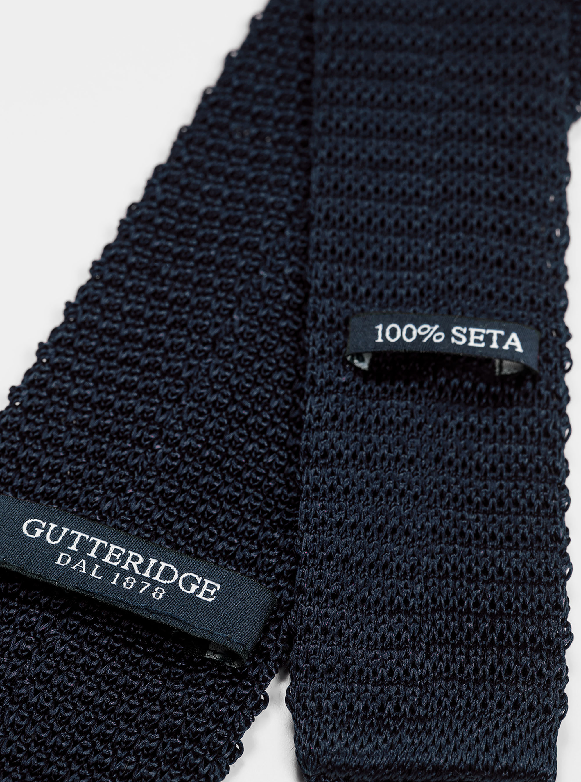 Cravatta in seta a maglia con pois, BLU NAVY