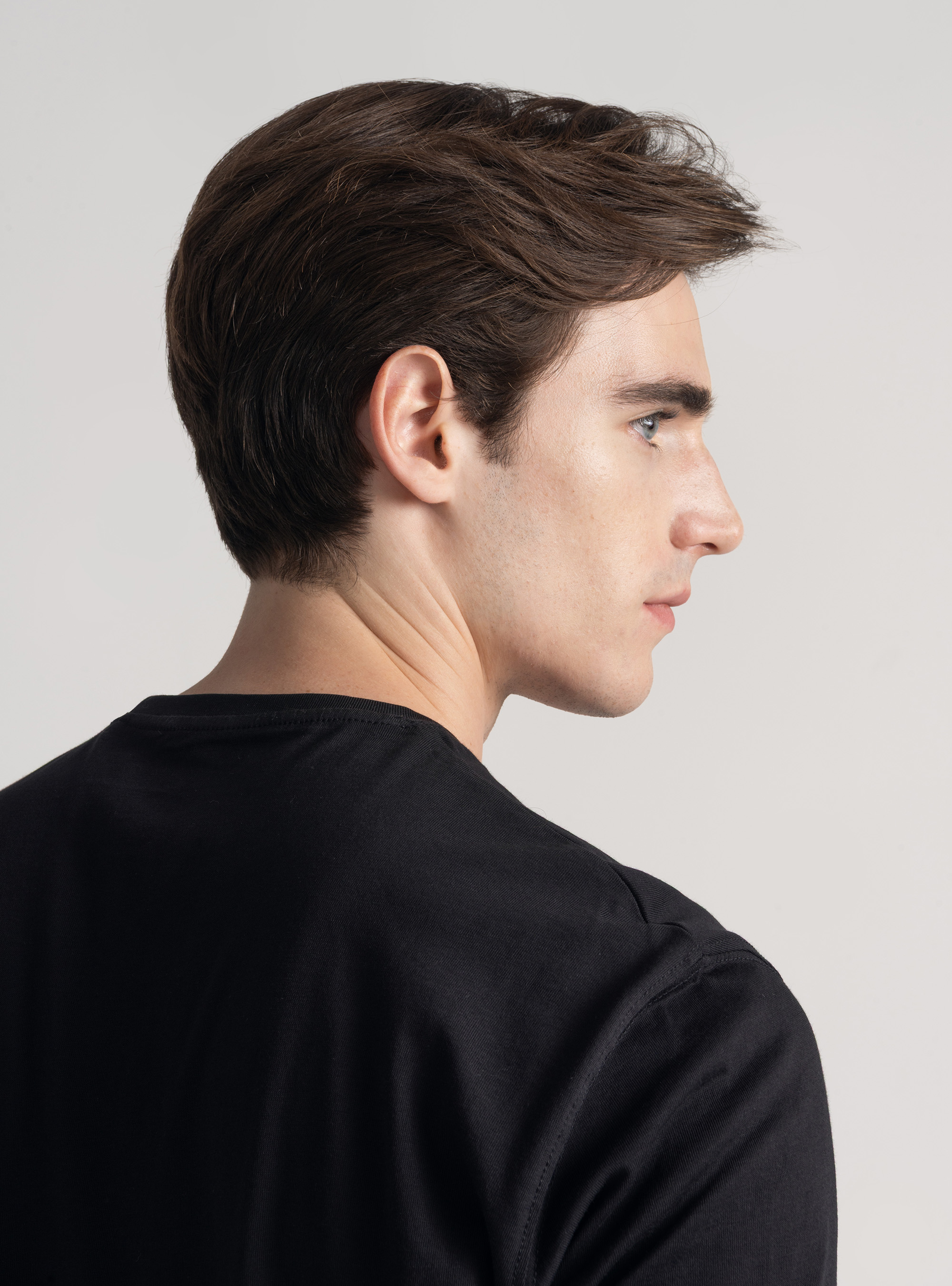 T-shirt in cotone supima mezza manica, NERO