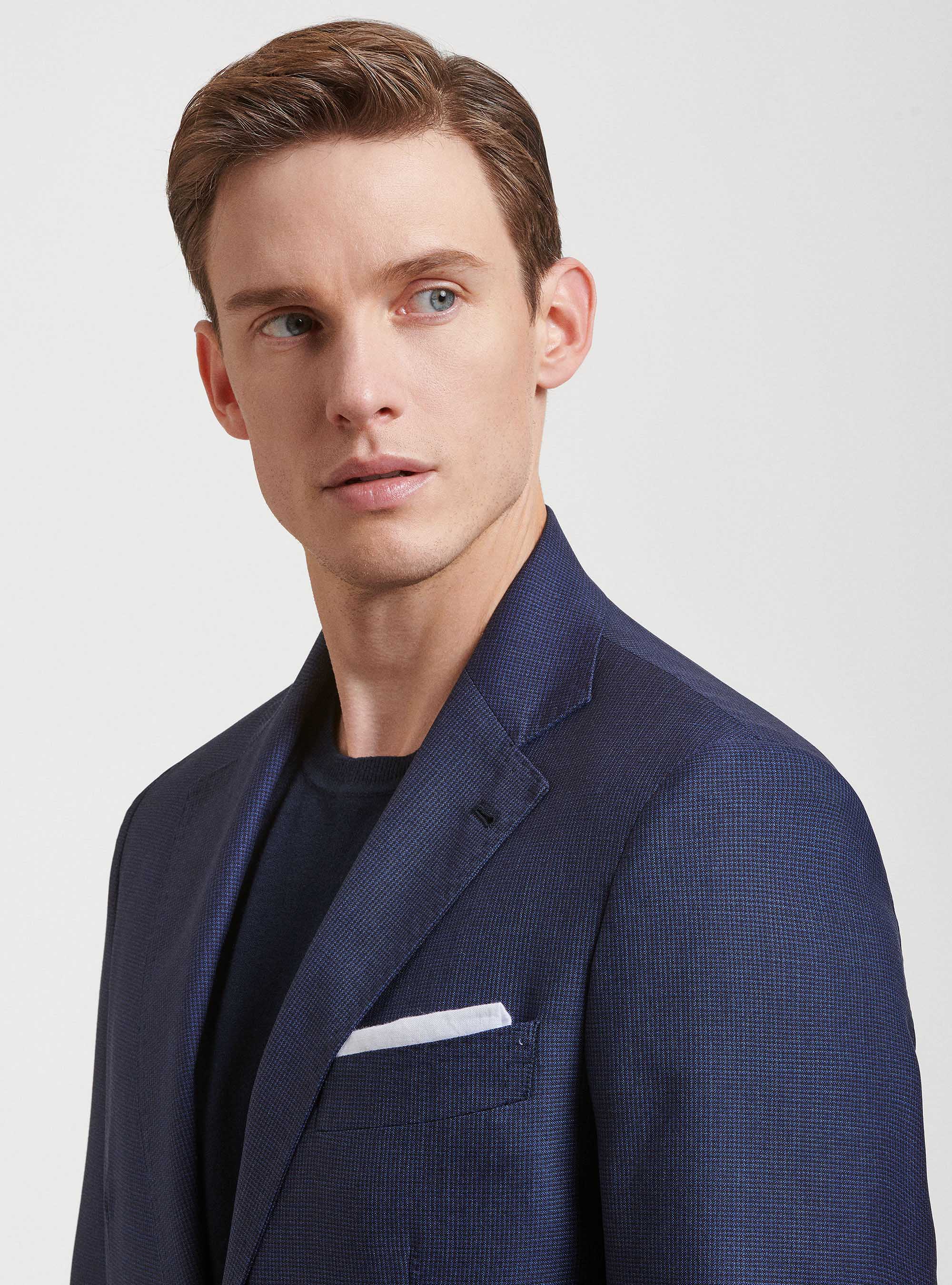 Giacca per abito in pura lana pied de poule, BLU NAVY