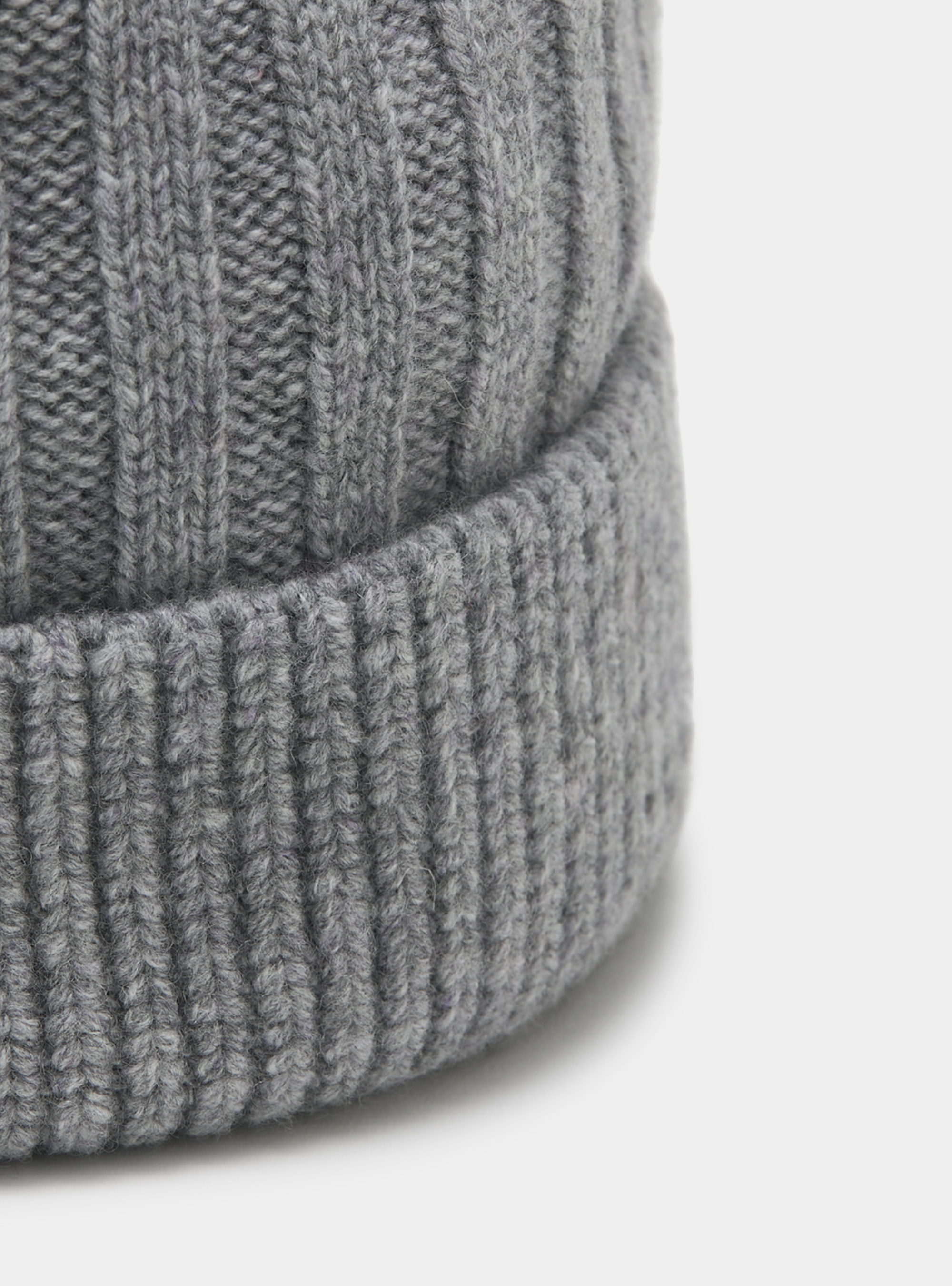 Cappello a costa inglese in misto cashmere, GRIGIO MELANGE 0151C