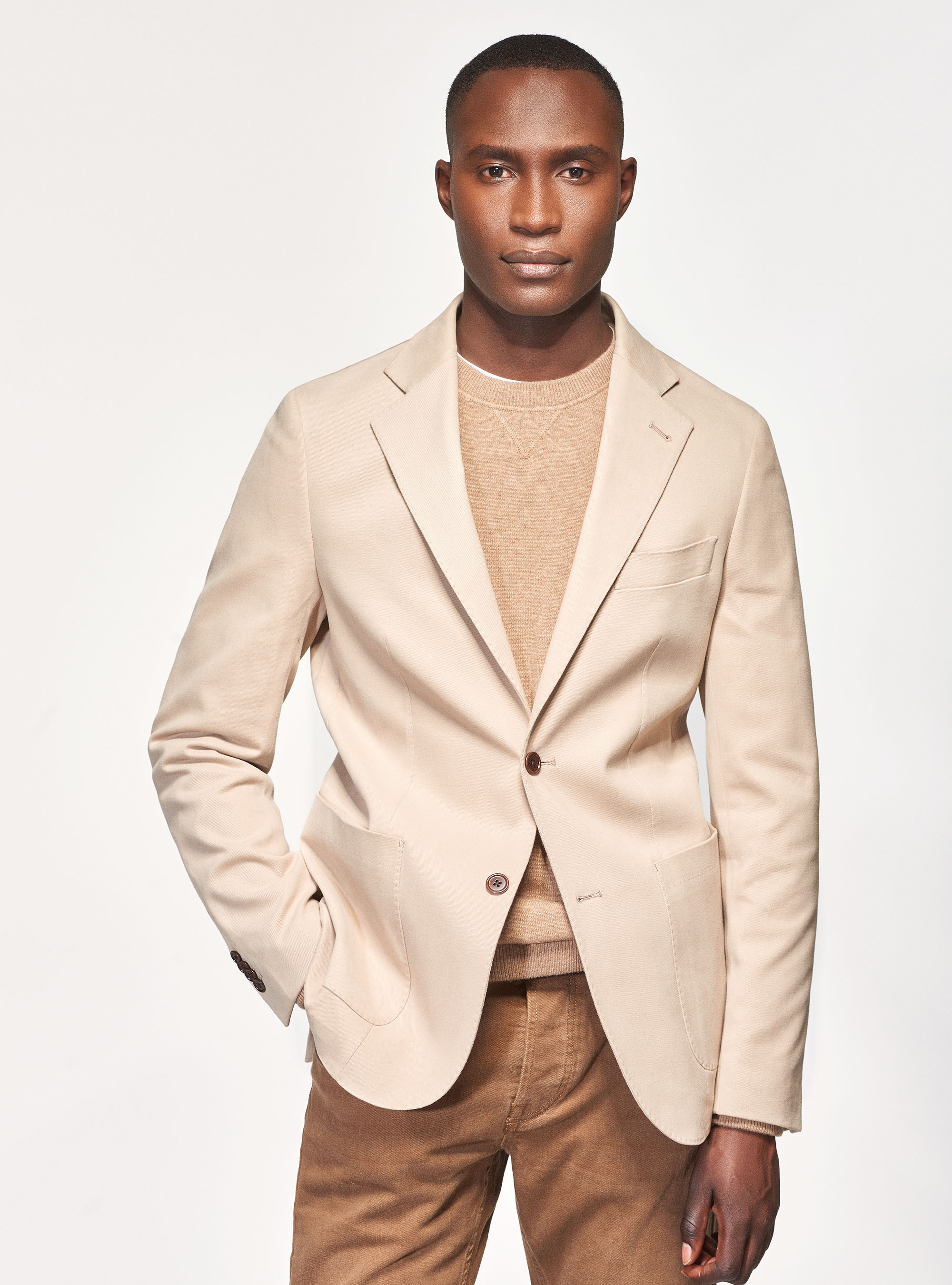 Giacca in cotone stretch smerigliato, ECRU