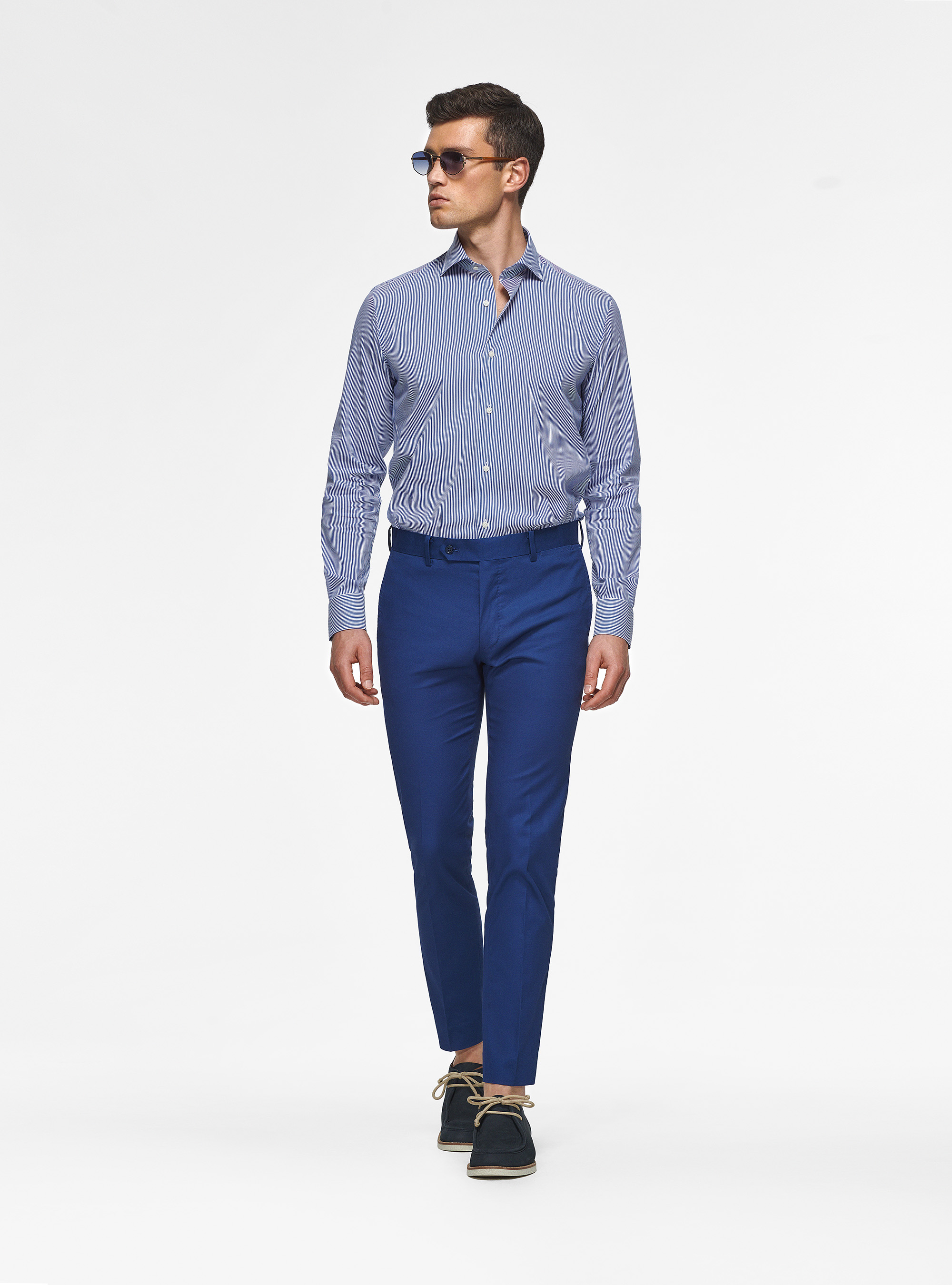 Pantaloni in puro cotone armaturato, BLU