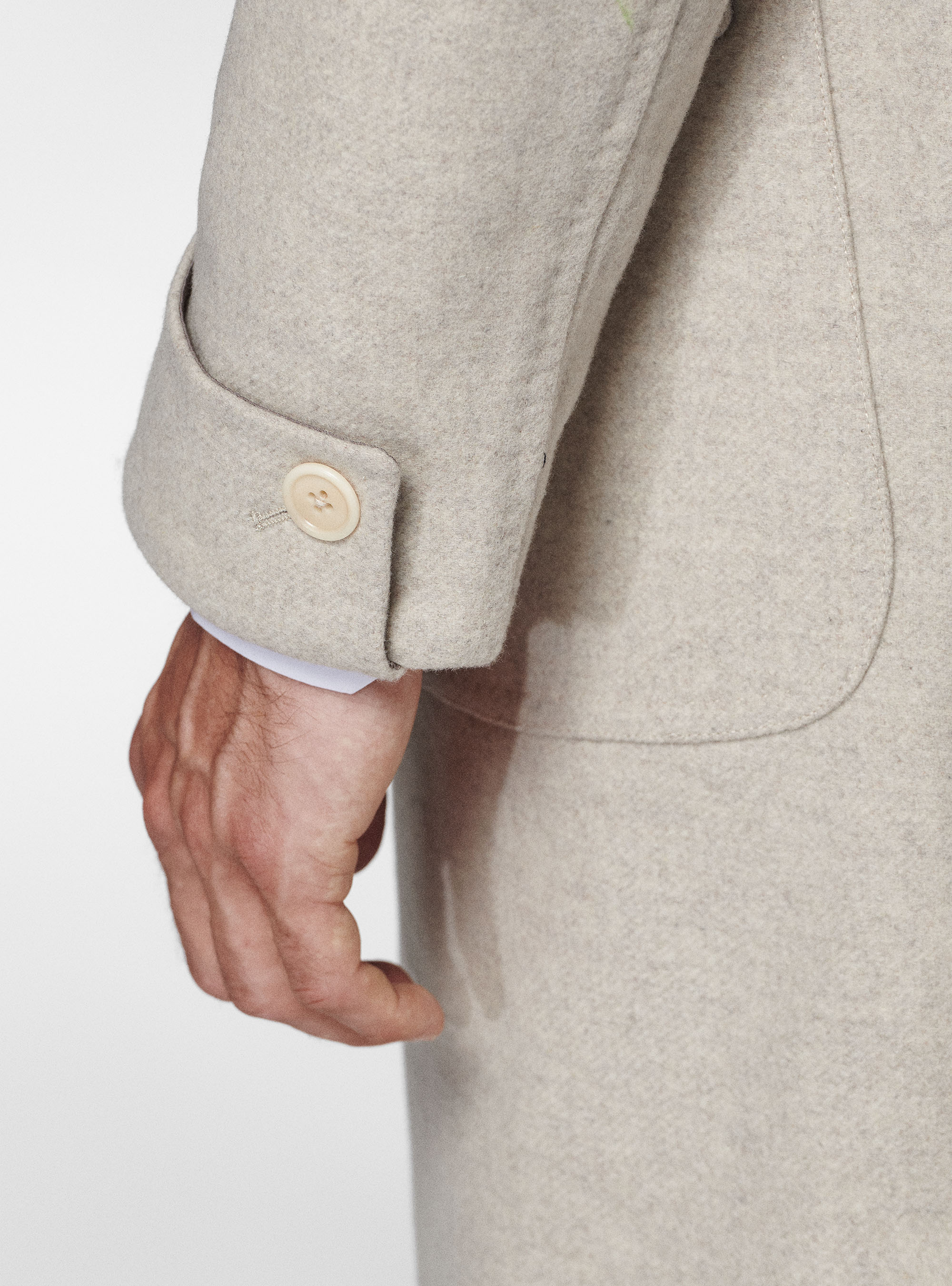 Cappotto doppiopetto in pura lana, ECRU