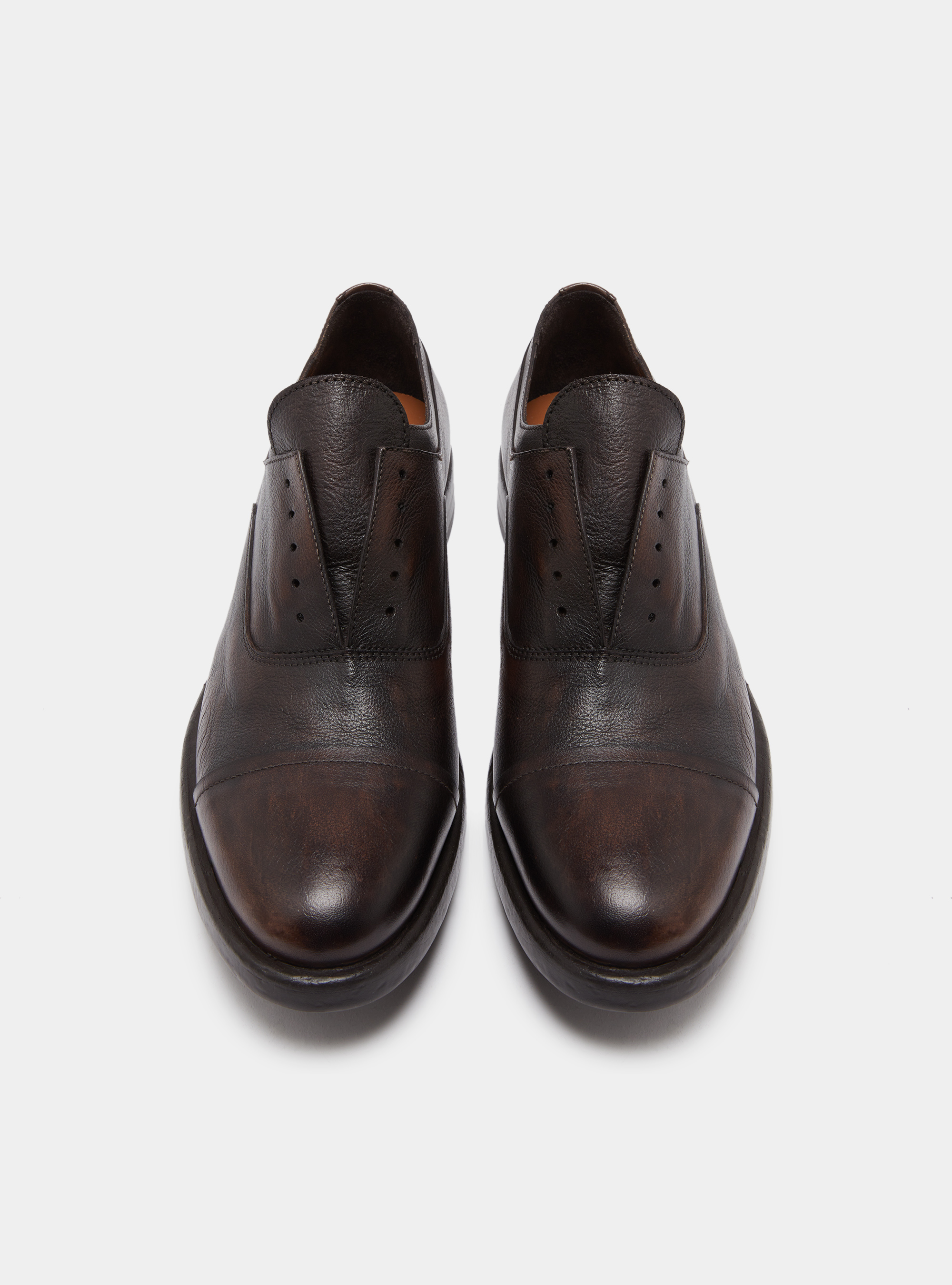 Scarpa oxford in pelle con puntuale, BROWN