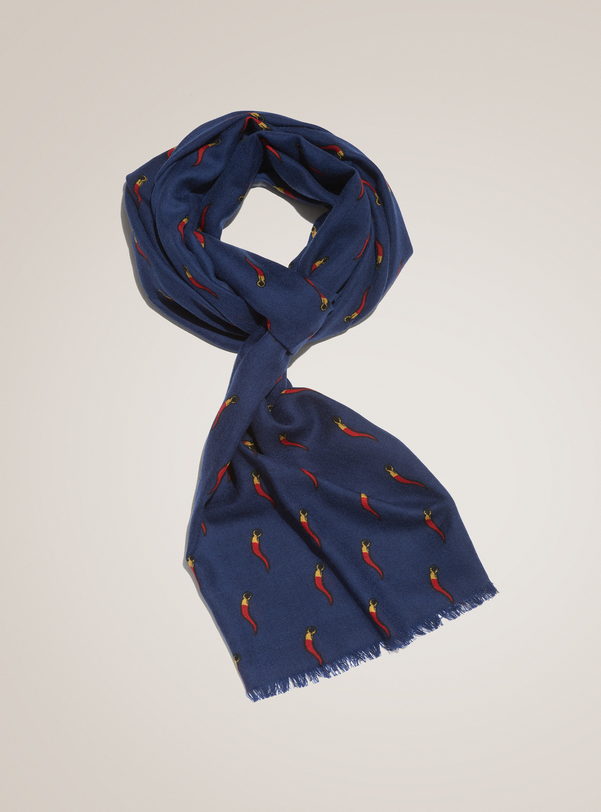 Sciarpa in 100% lana con stampa corno, BLU NAVY