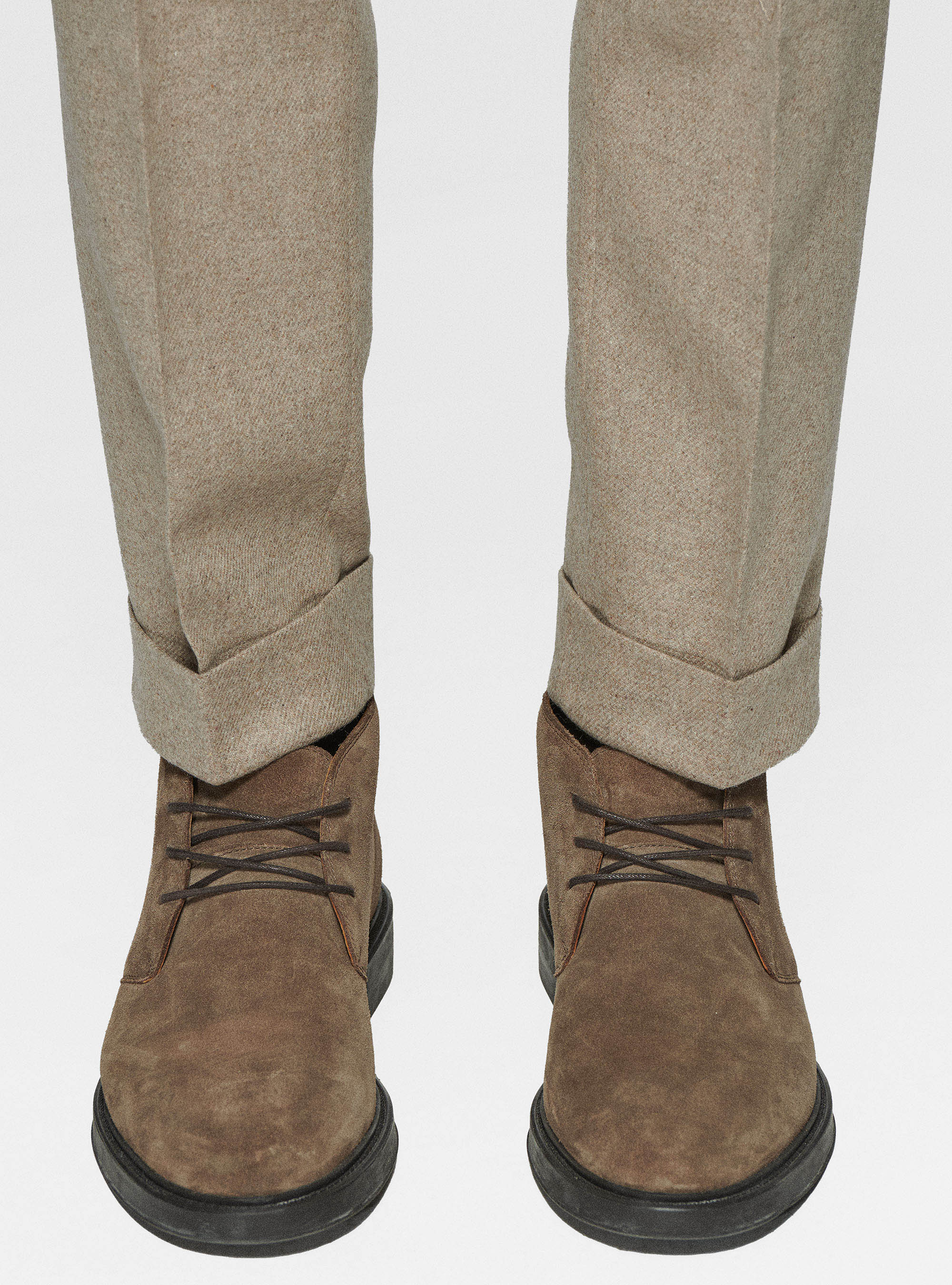 Pantaloni con pince in flanella Duemilagori, SABBIA