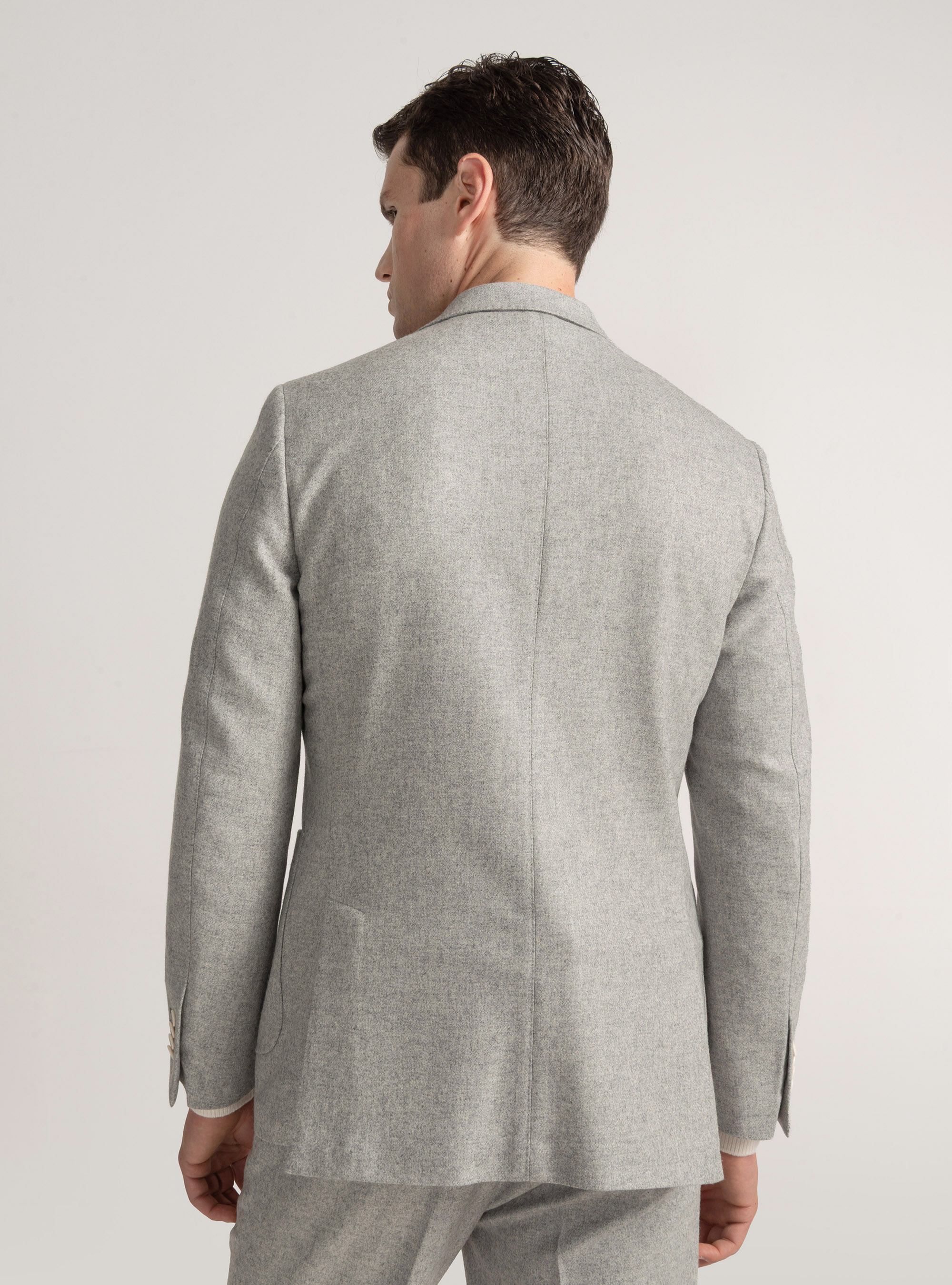 Americana de franela en mezcla de lana, GRIS CLARO JASPEADO