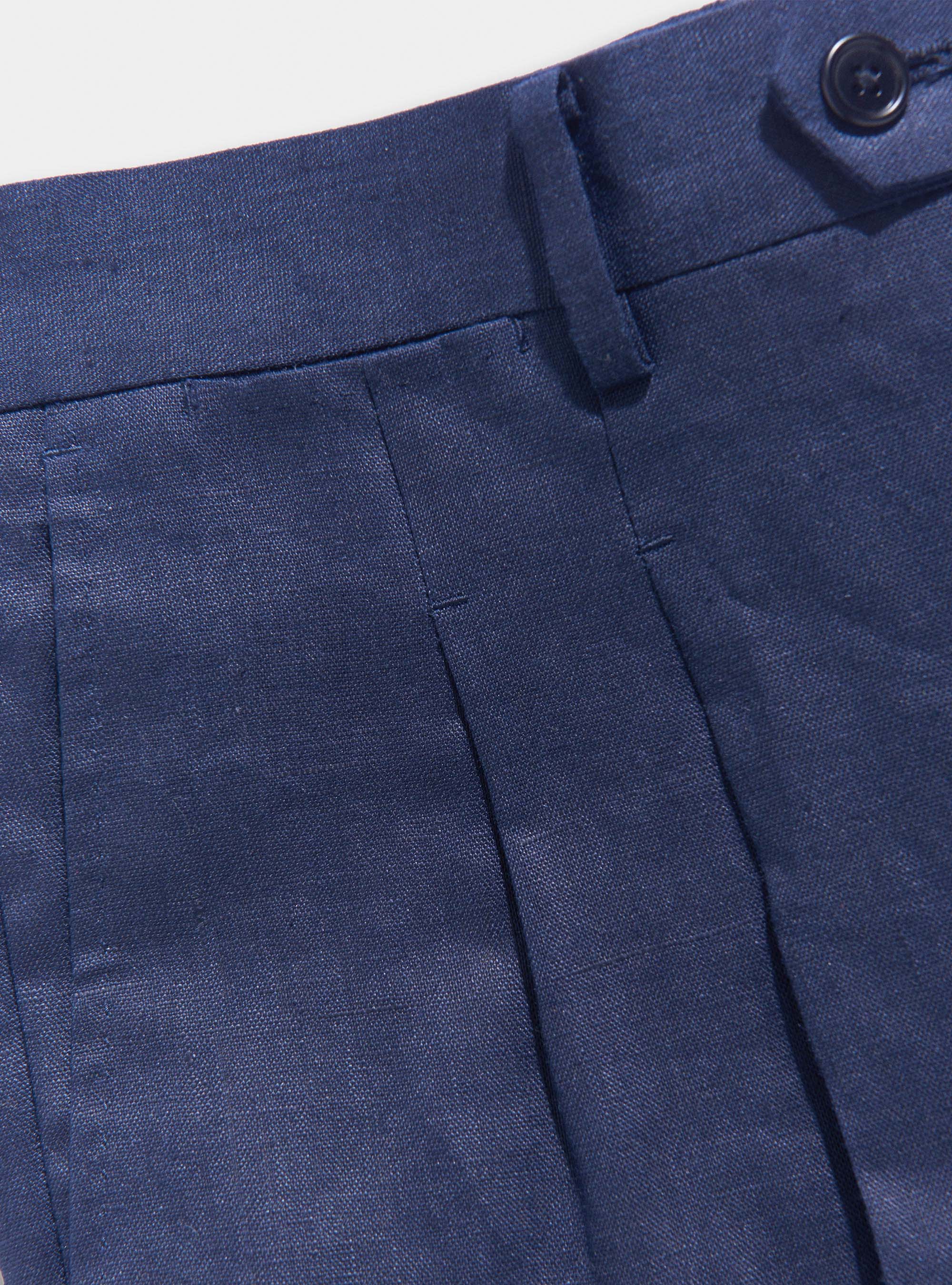 Pantaloni per abito in puro lino, BLU NAVY