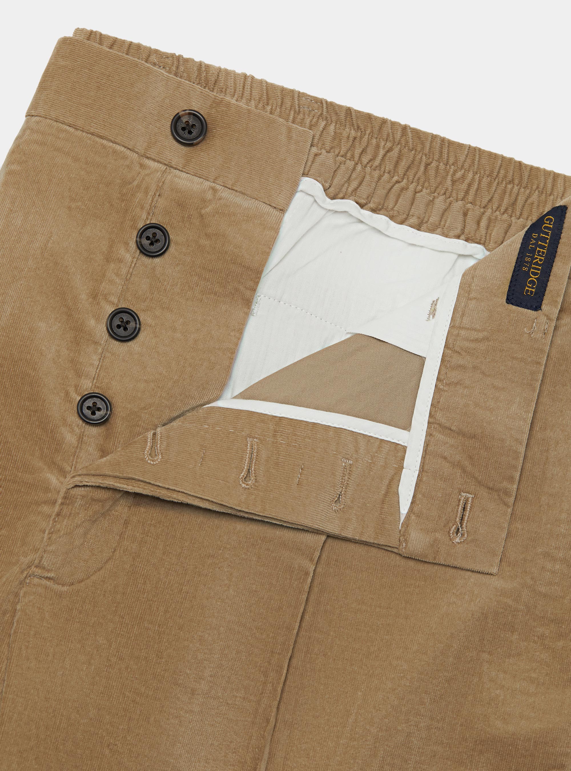 Pantaloni con elastico in velluto millerighe, SABBIA