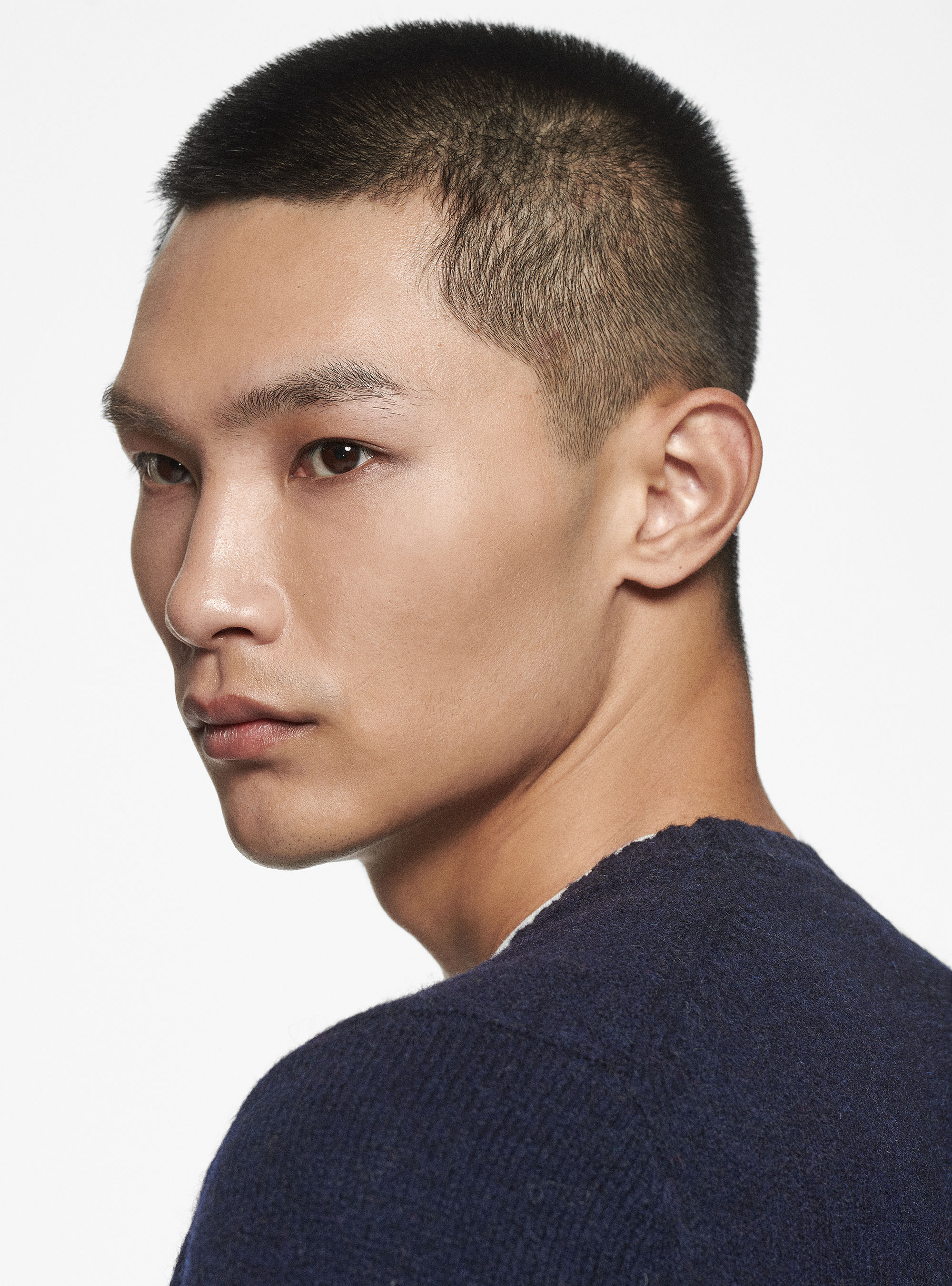 Maglia girocollo in lana shetland, BLU NAVY