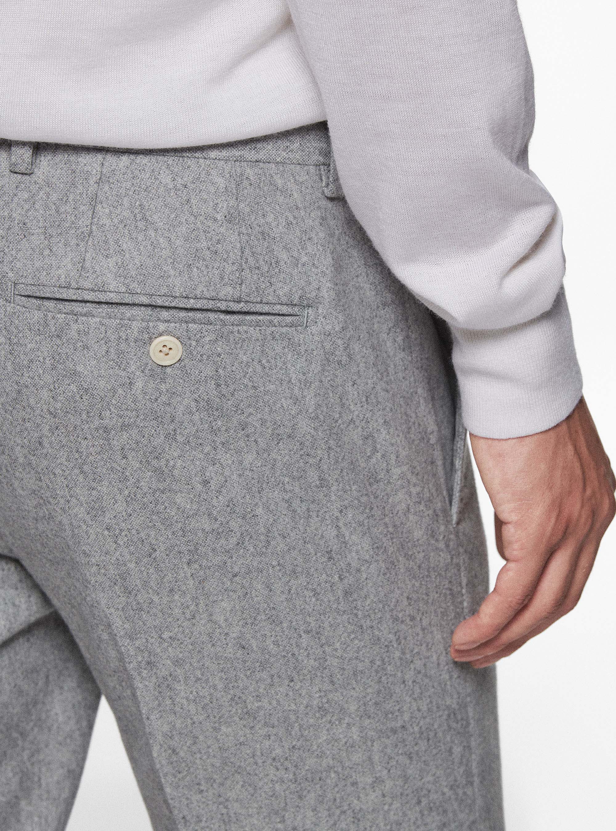 Pantaloni in flanella di misto lana Duemilagori, GRIGIO CHIARO MELANGE