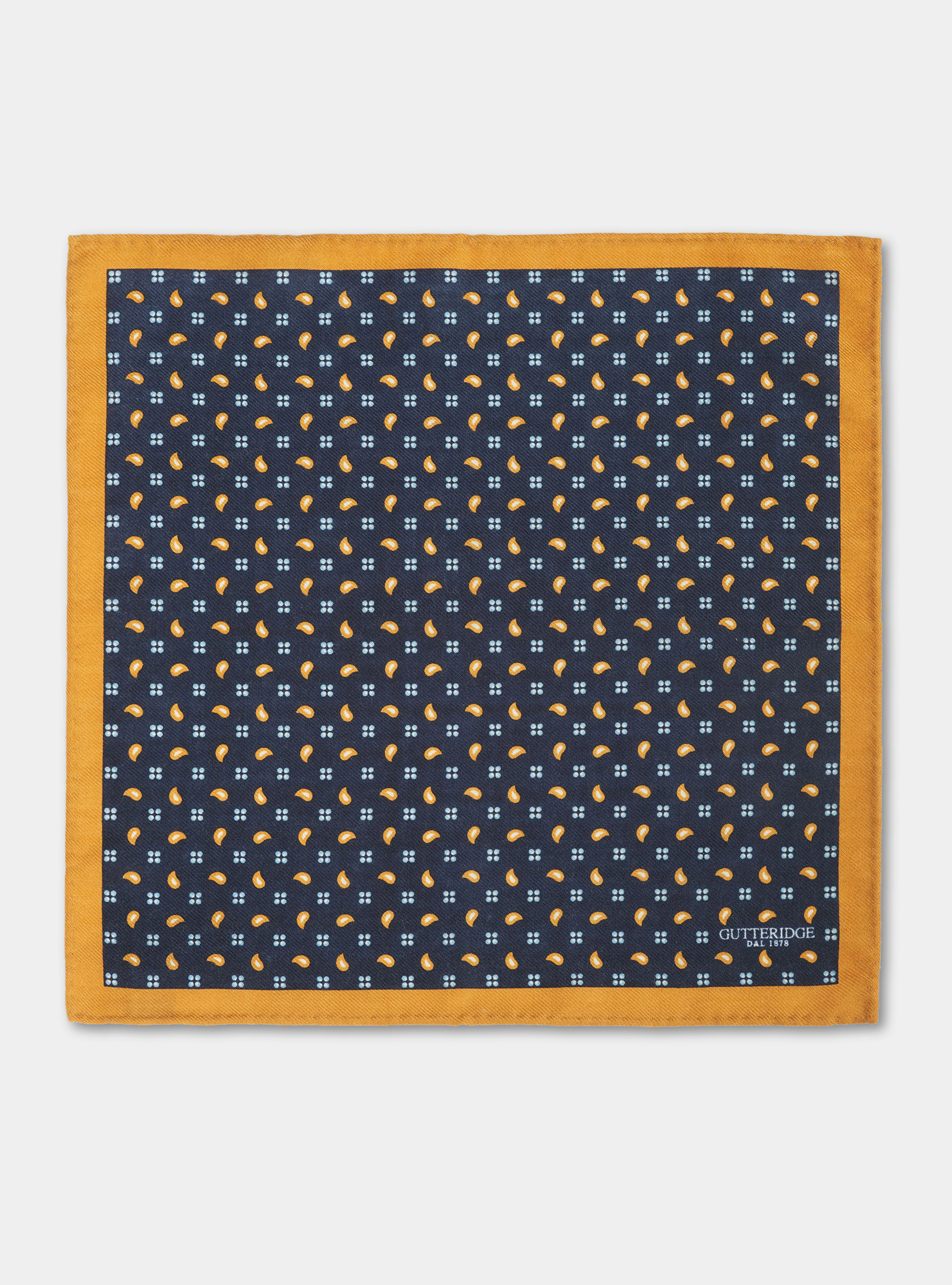 Pochette in lana stampa paisley, BLU NAVY