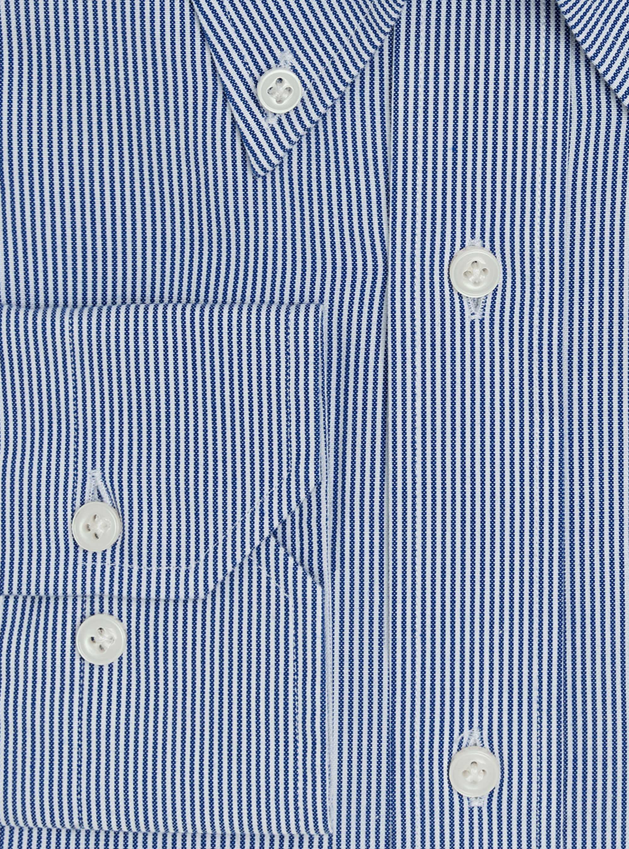 Camicia collo button down in oxford di cotone doppio ritorto, BLU