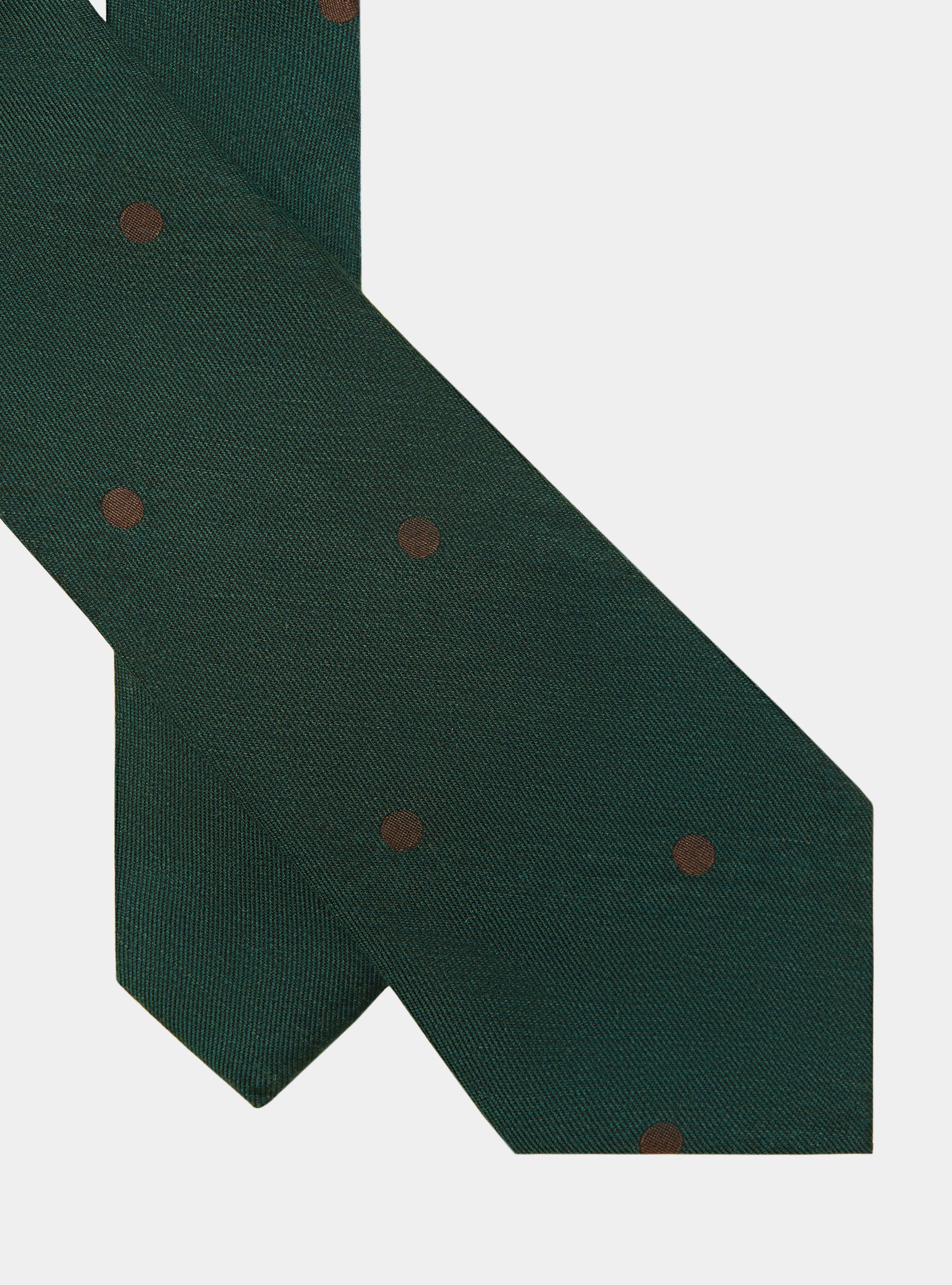 Cravate Macro en soie et lin à pois, VERT