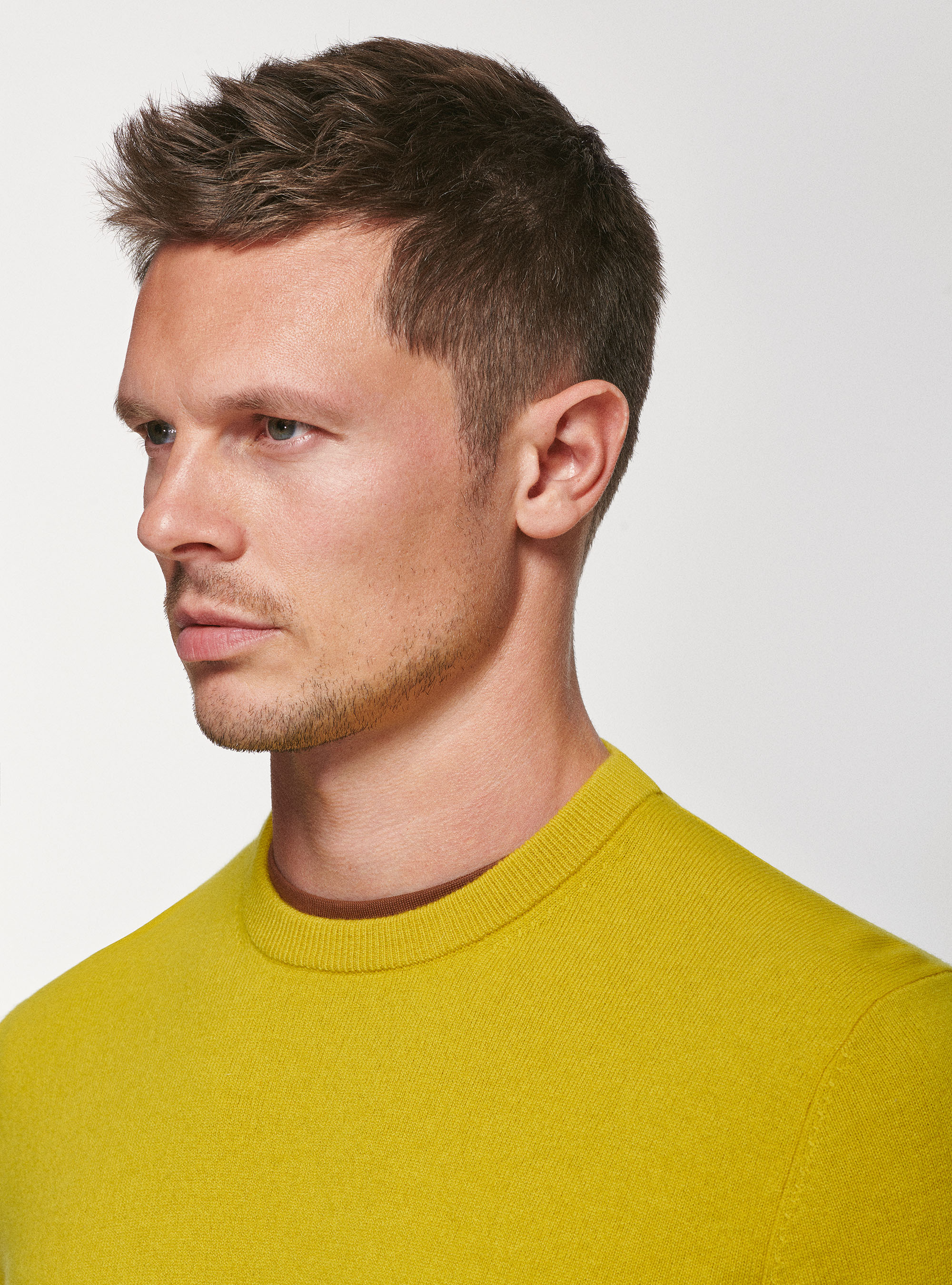 Maglia girocollo in lana lambswool e cashmere, 0711C OCRA