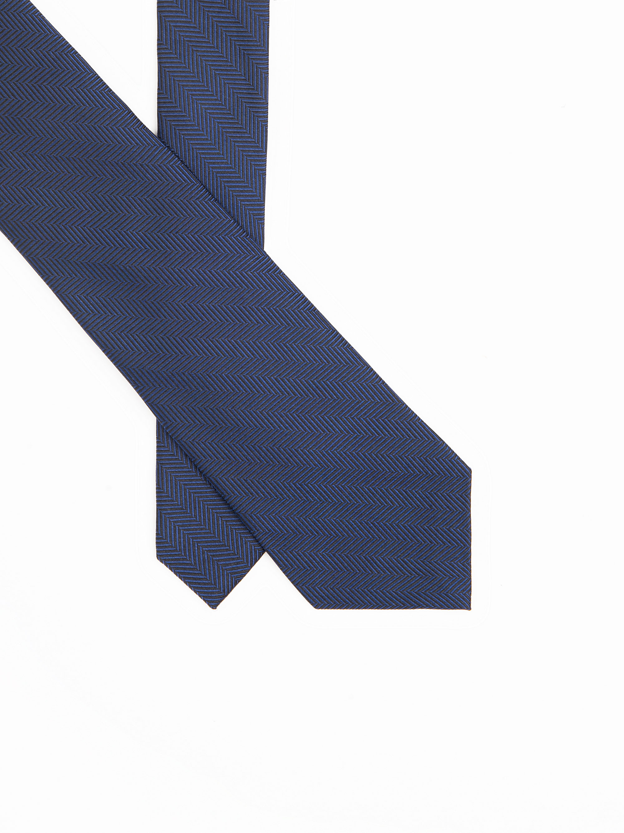 Cravatta in seta fantasia spigata, BLU NAVY