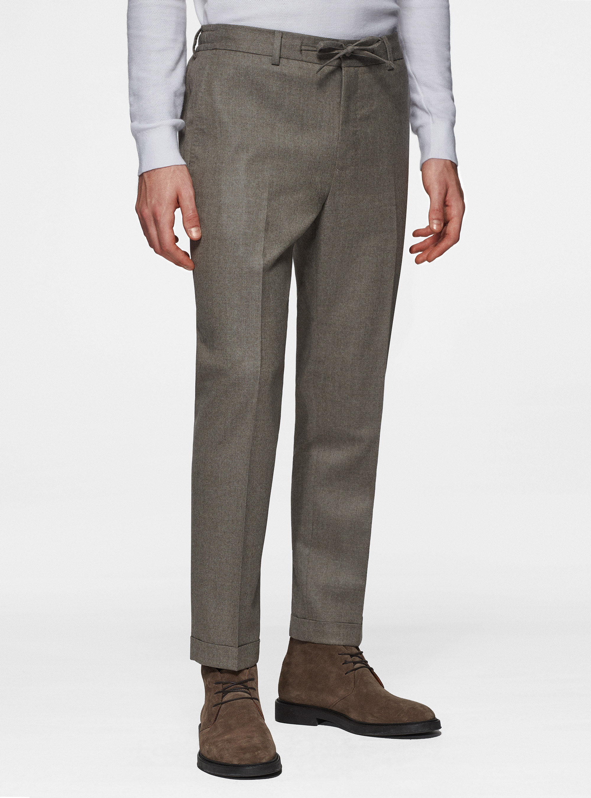 Pantaloni con coulisse in flanella Vitale Barberis Canonico, SABBIA