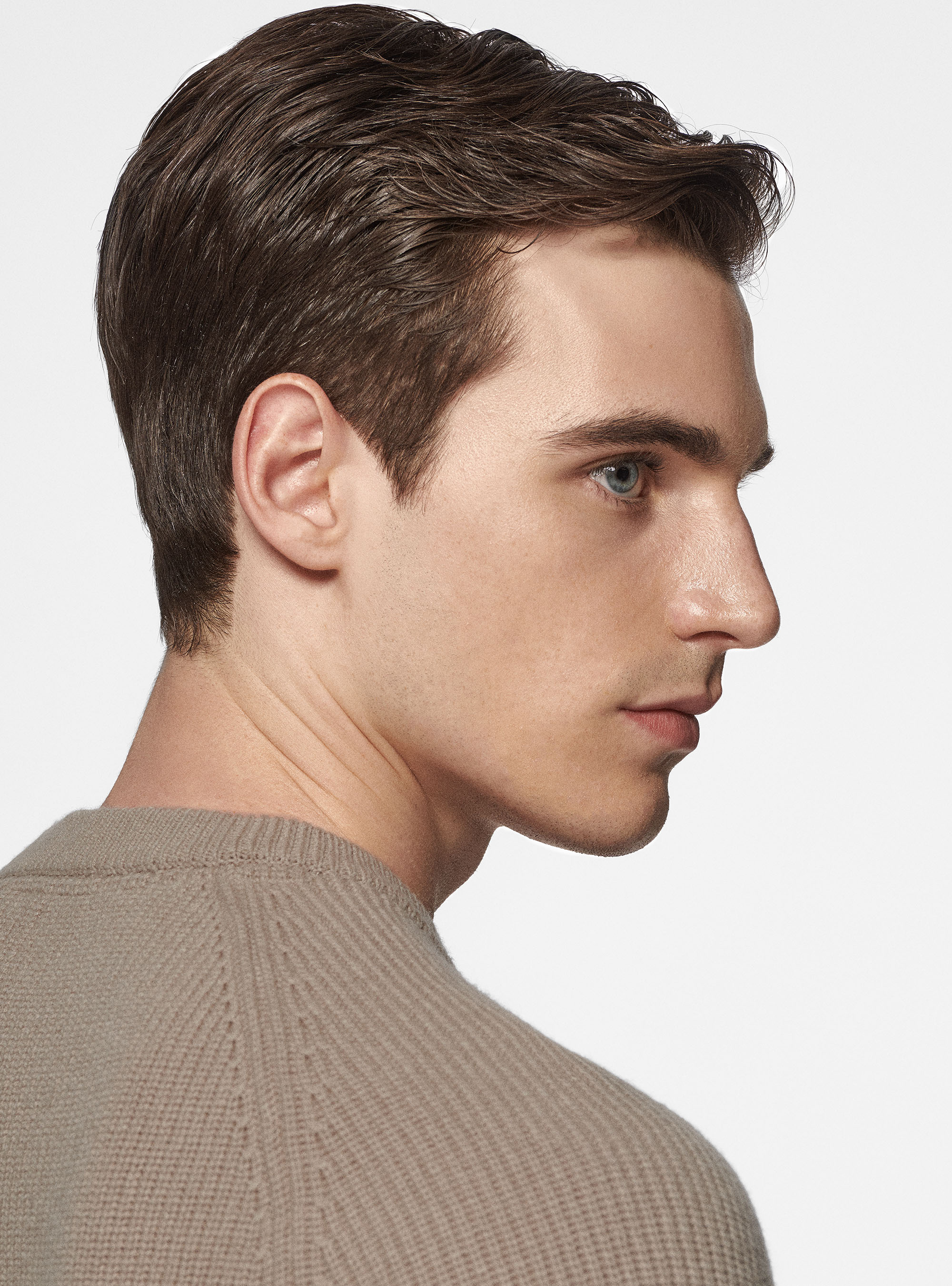 Maglia girocollo in lana merino costa perlata, SABBIA