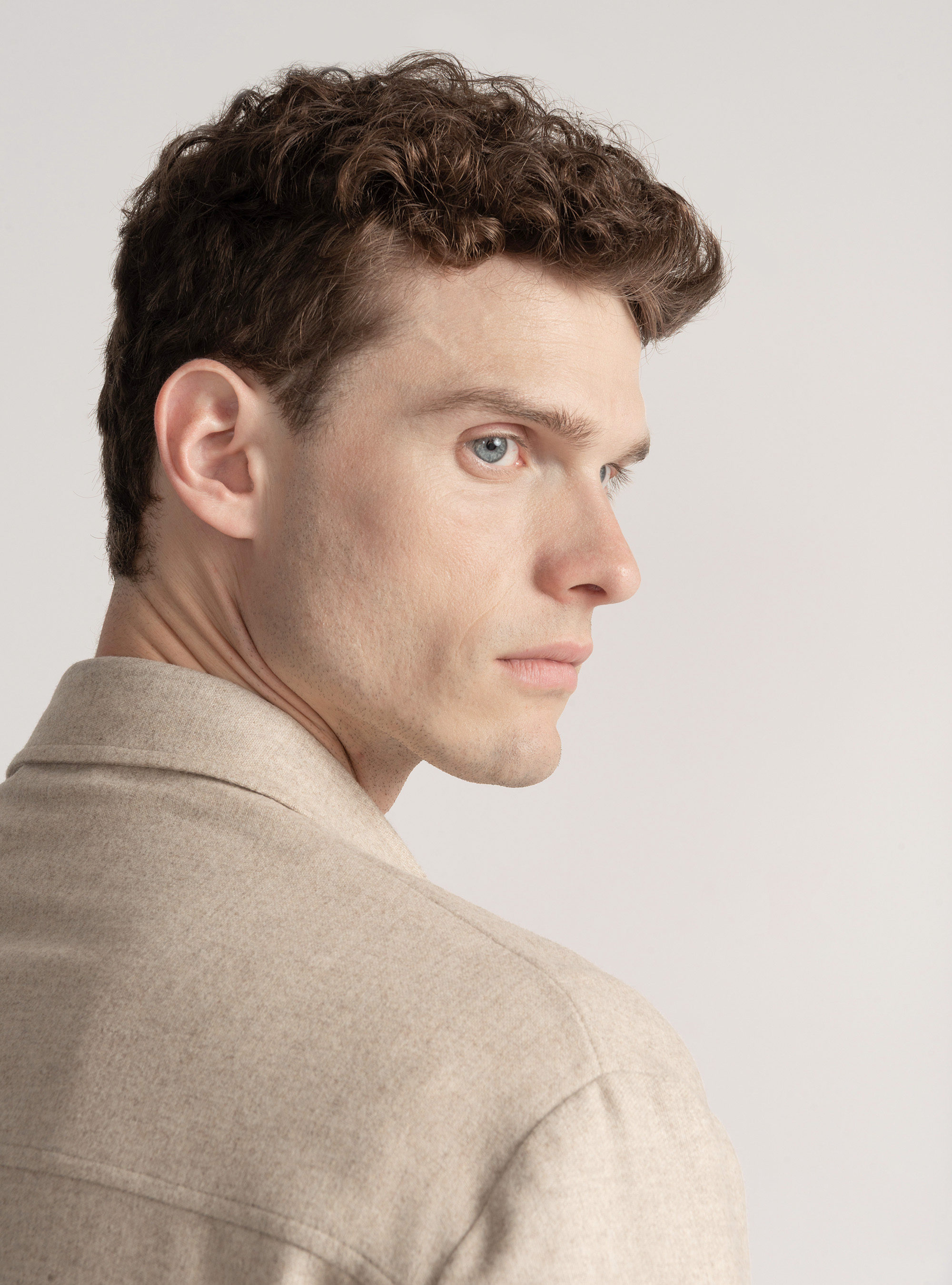 Giacca camicia leggera in misto lana, ECRU