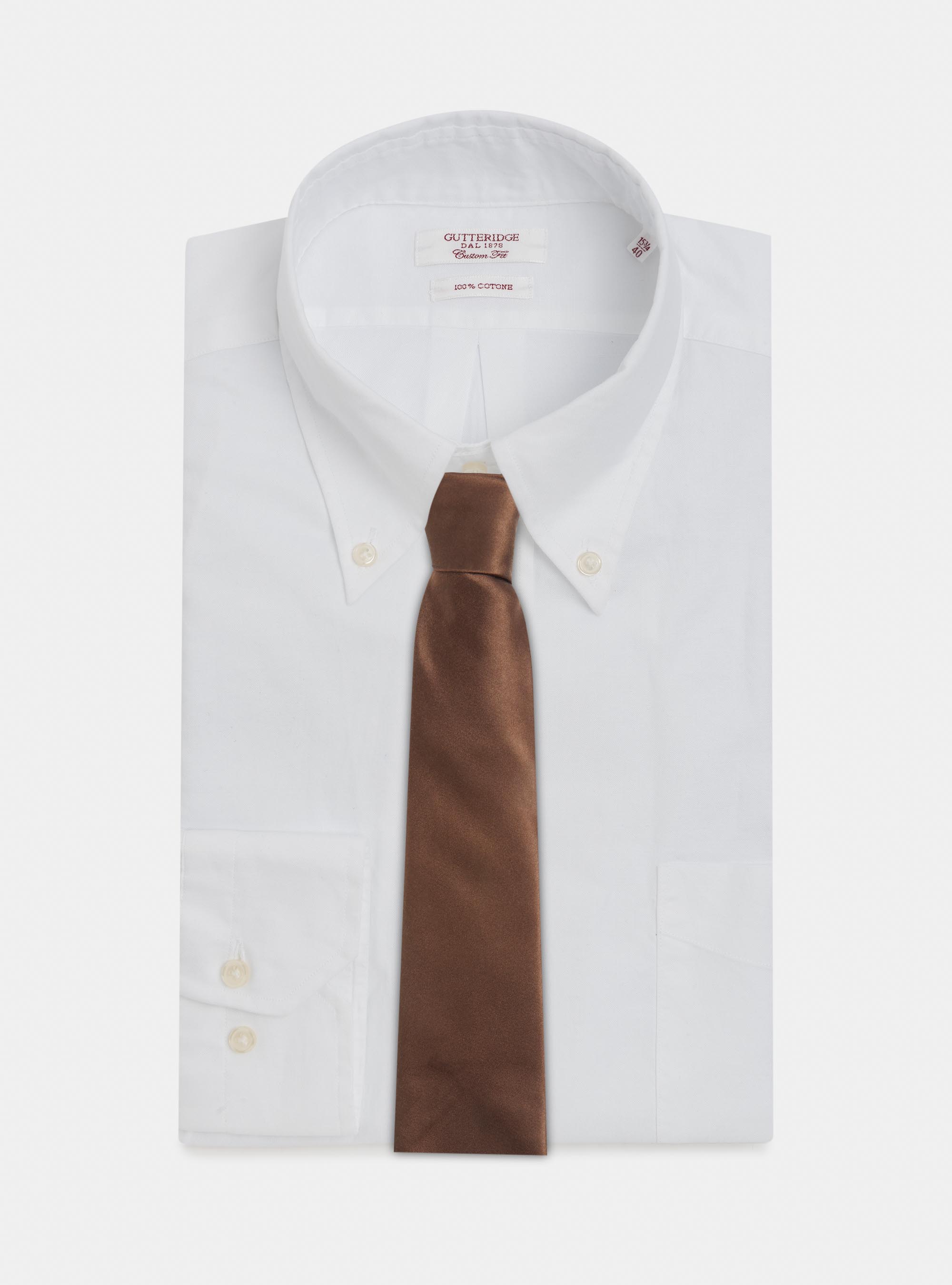 Solid-coloured silk tie, BROWN