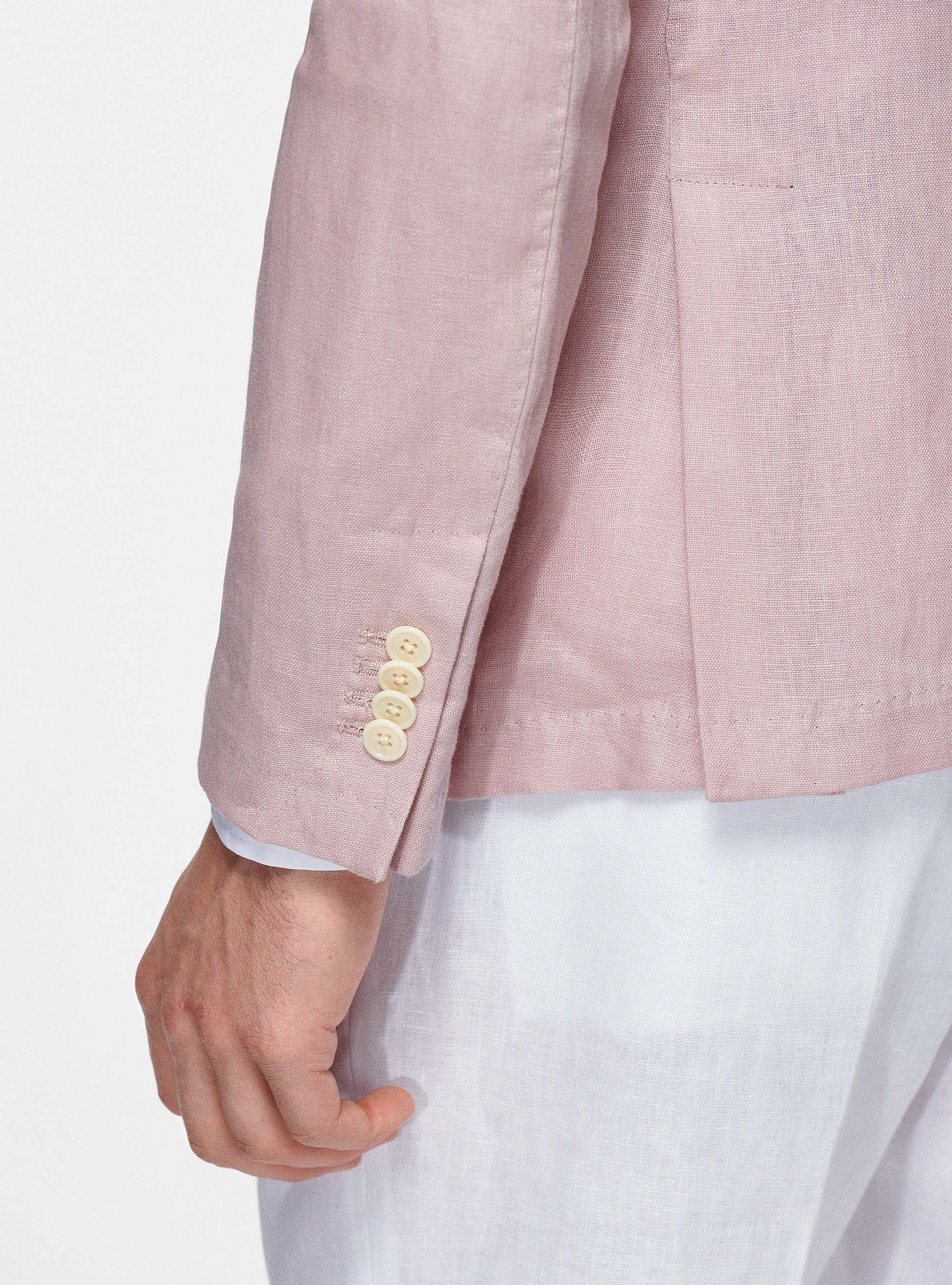 Veste à double boutonnage en pur lin, 0441C ROSA SCURO