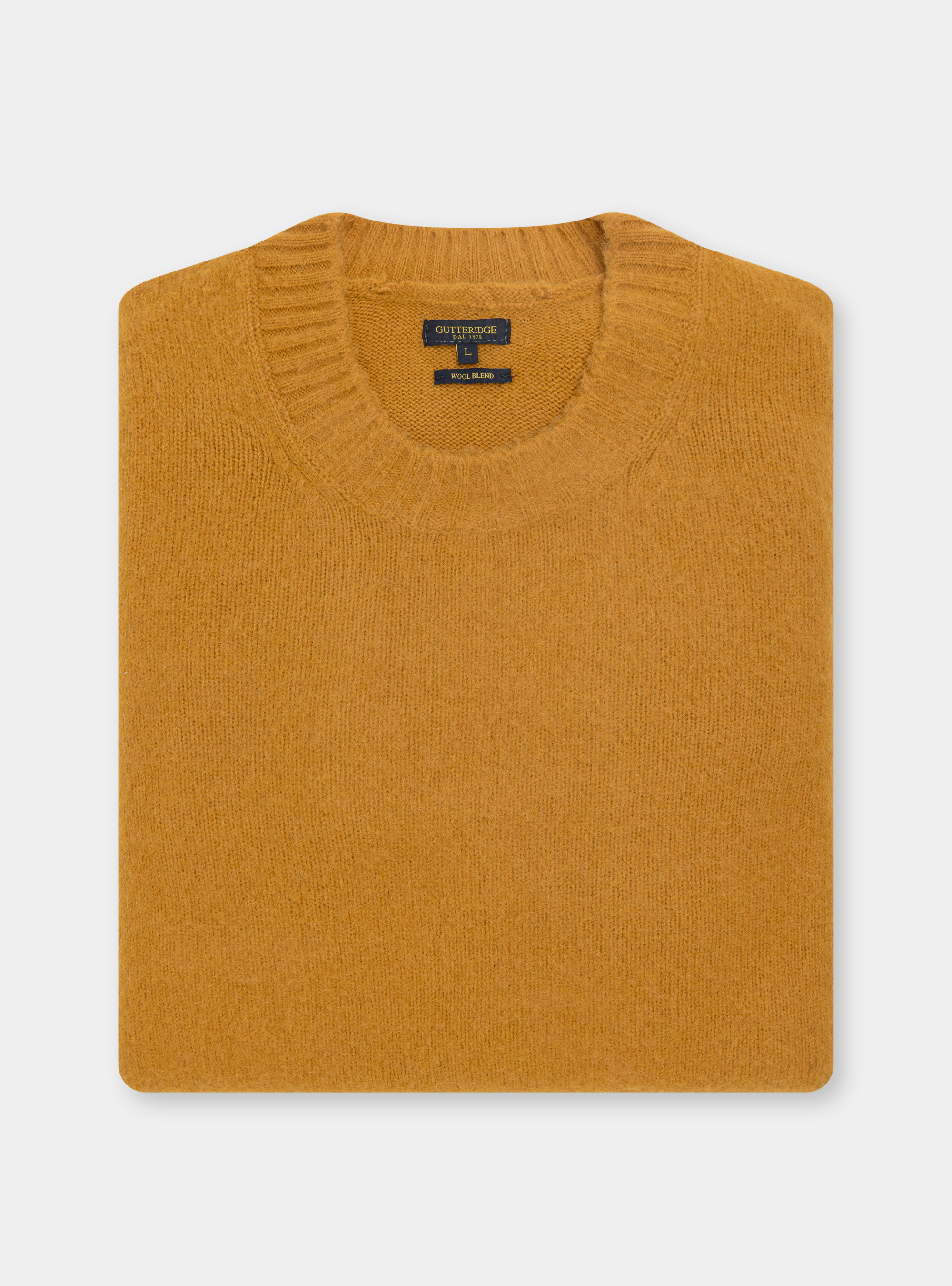 Maglia girocollo in lana brushed, SENAPE 0715C