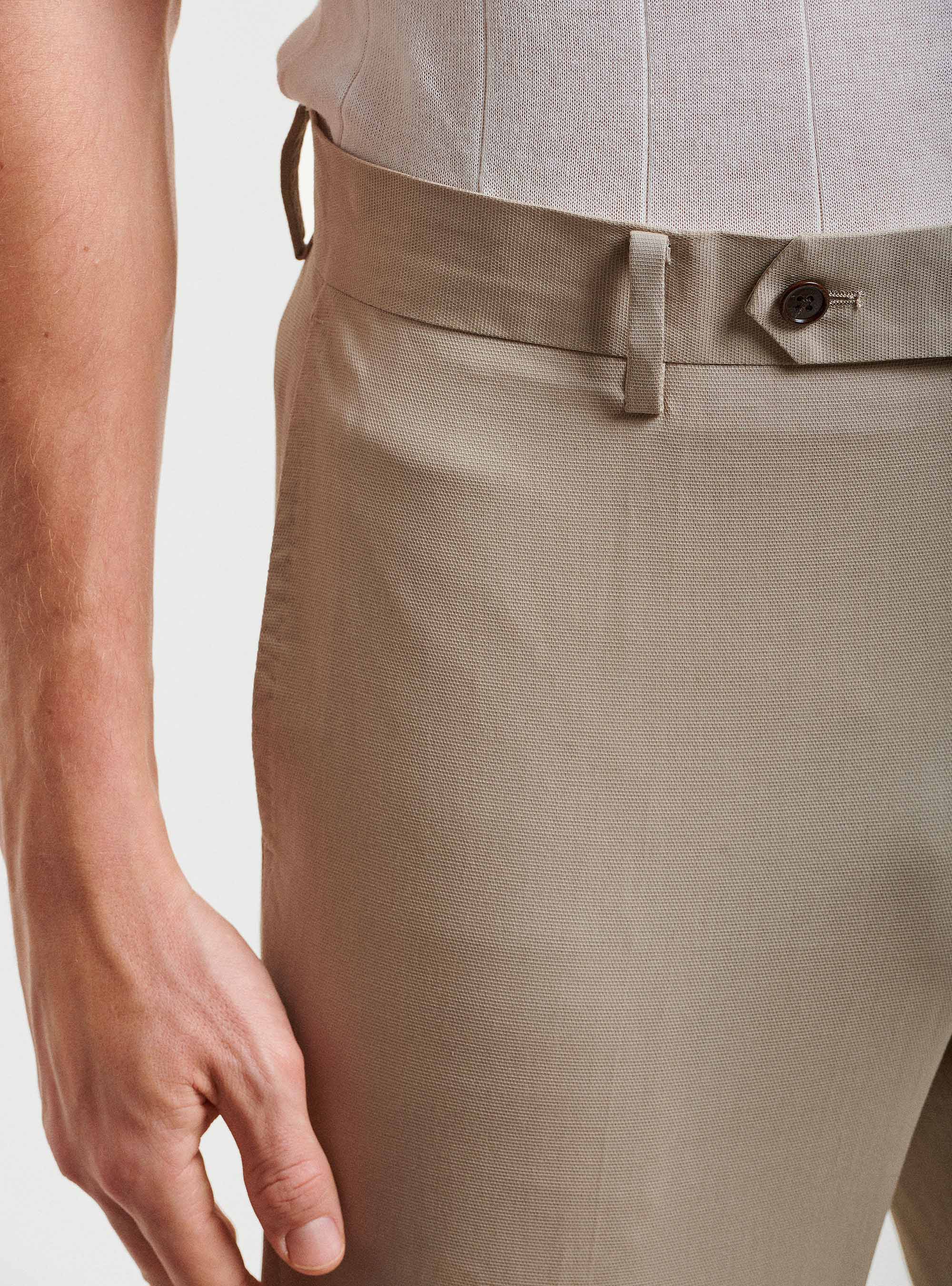 Pantaloni per abito in cotone armaturato, SABBIA