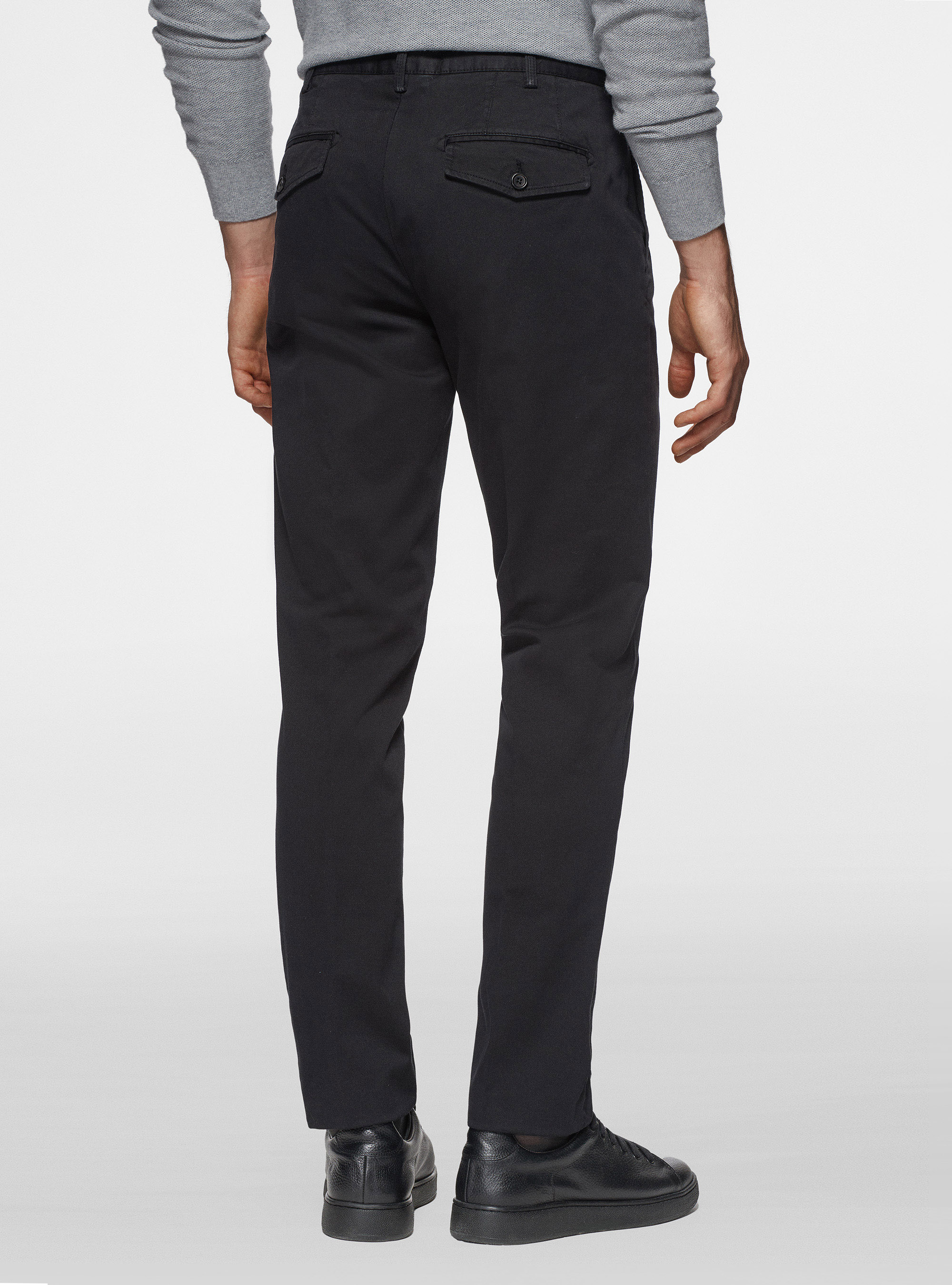 Pantaloni chino slim fit in twill stretch, NERO