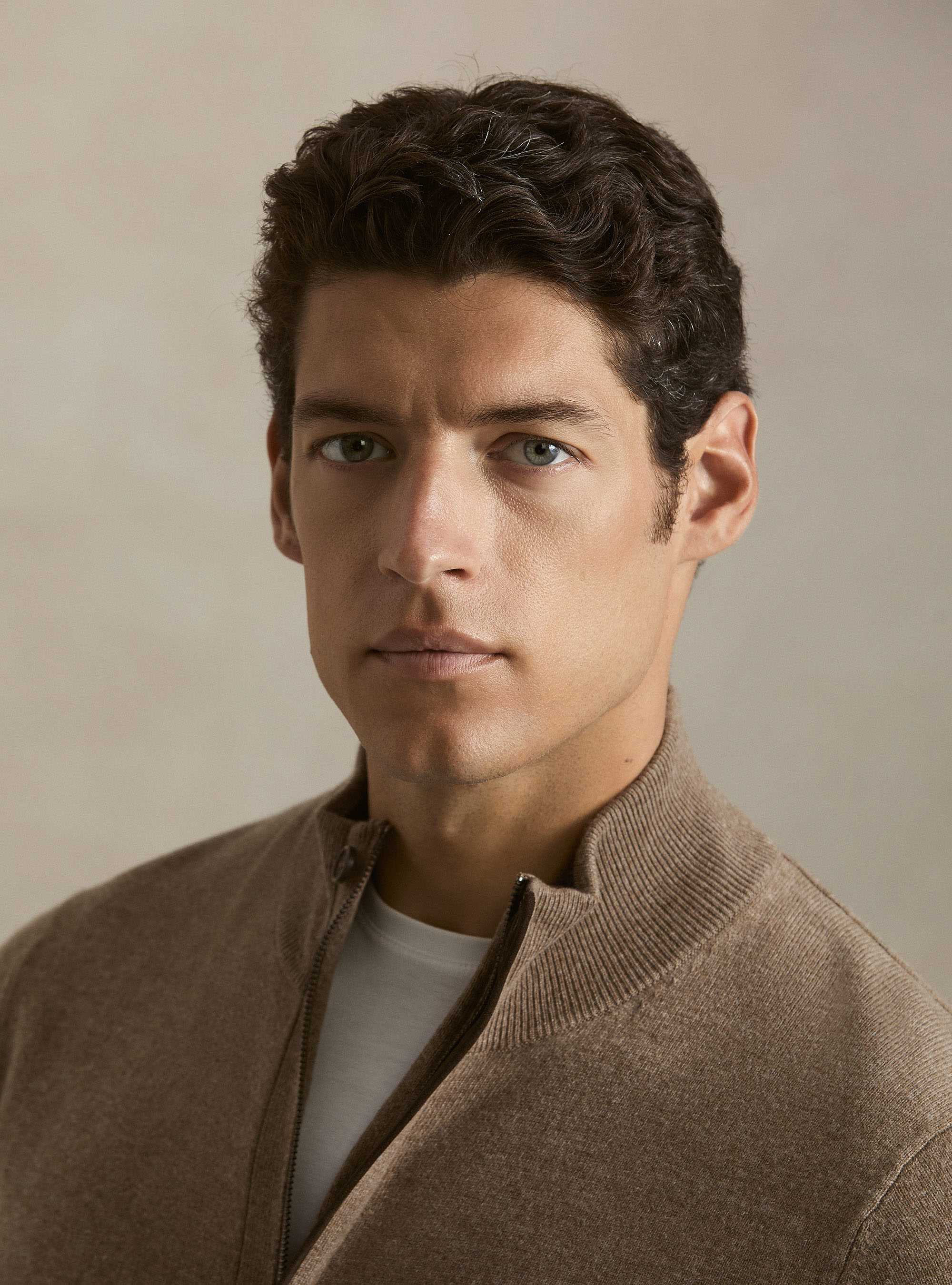 Zip-up cardigan in lambswool and cashmere blend, MUD