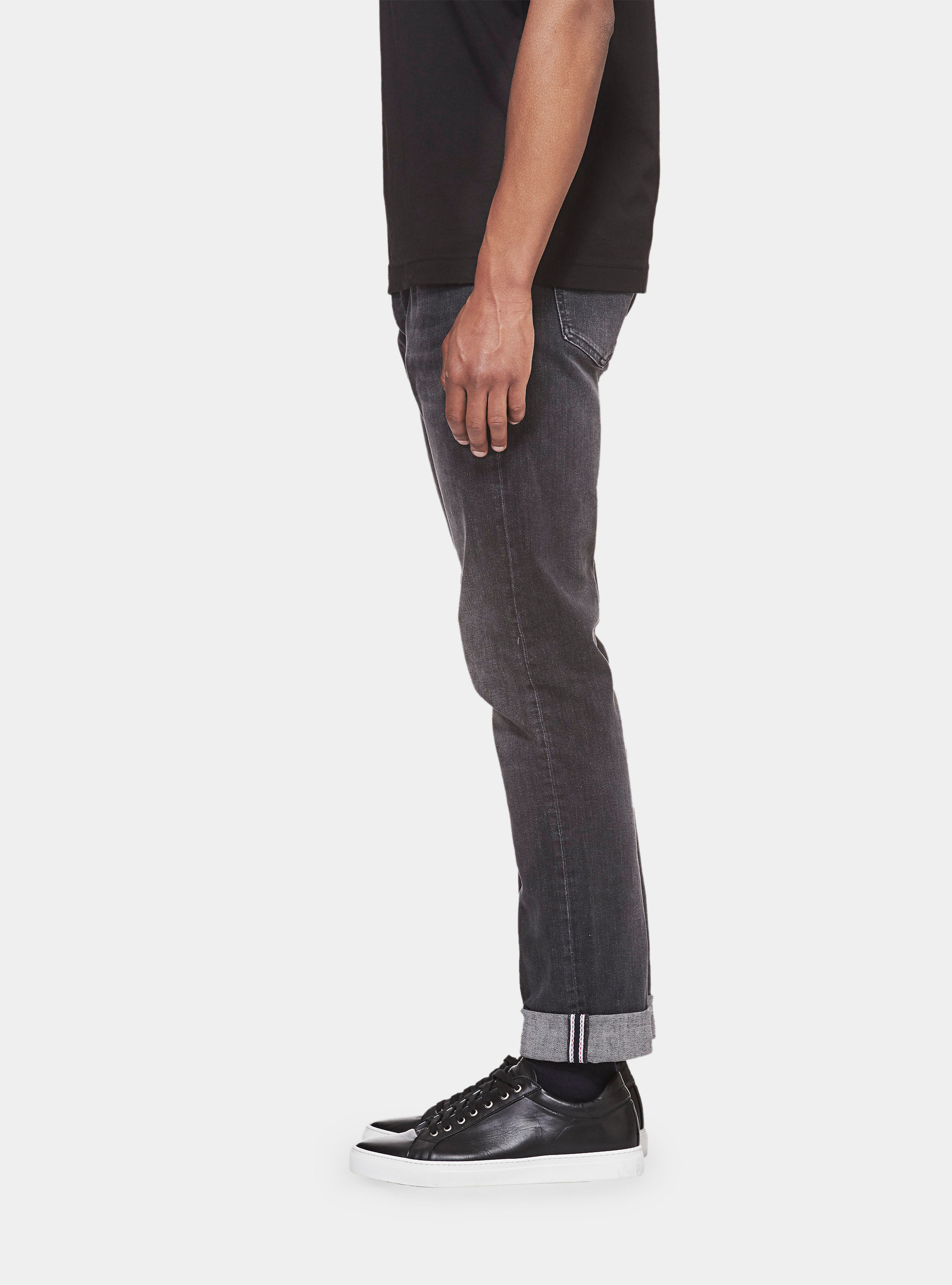 Pantaloni denim stretch regular fit, NERO