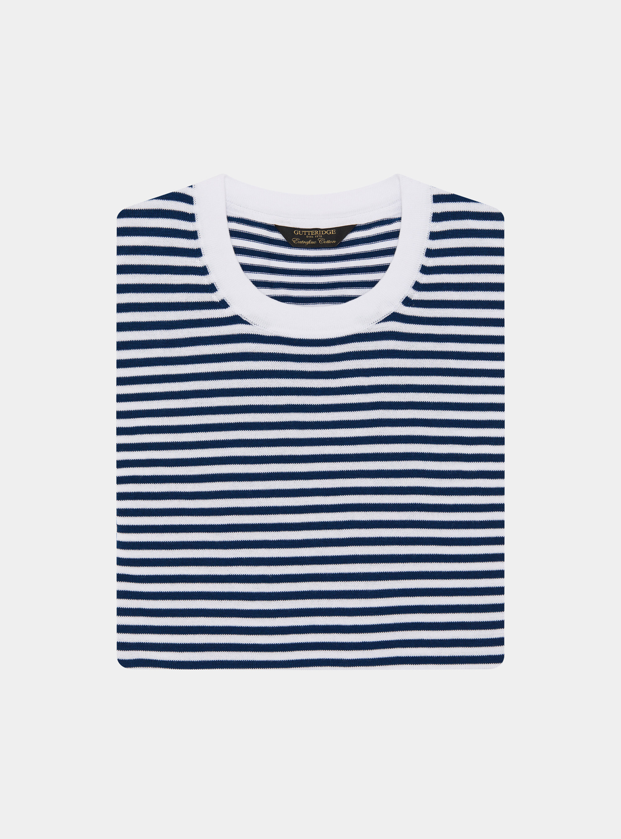 Maglia girocollo in cotone rigato, BIANCO