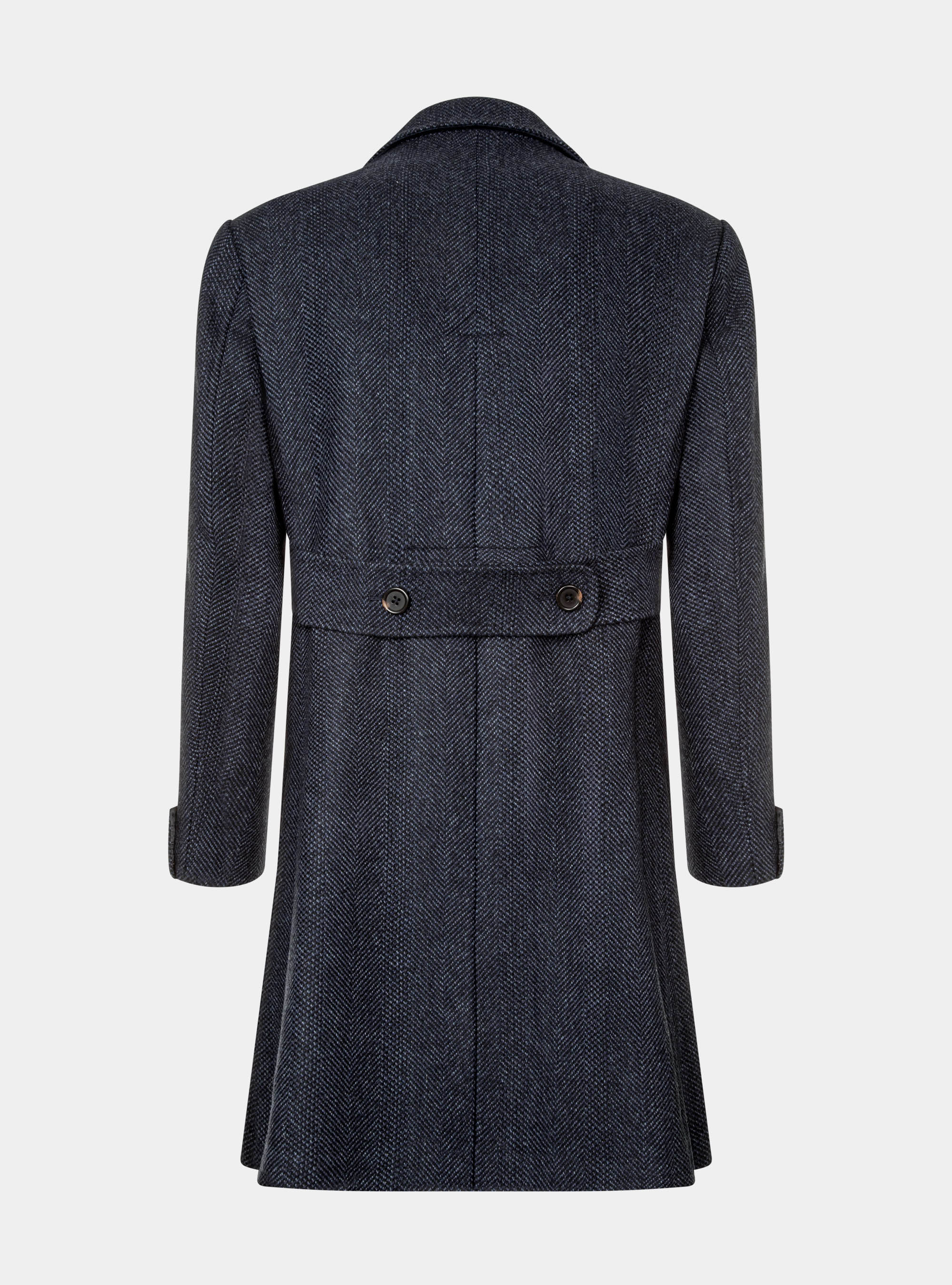 Cappotto doppiopetto in misto lana spigata, BLU NAVY