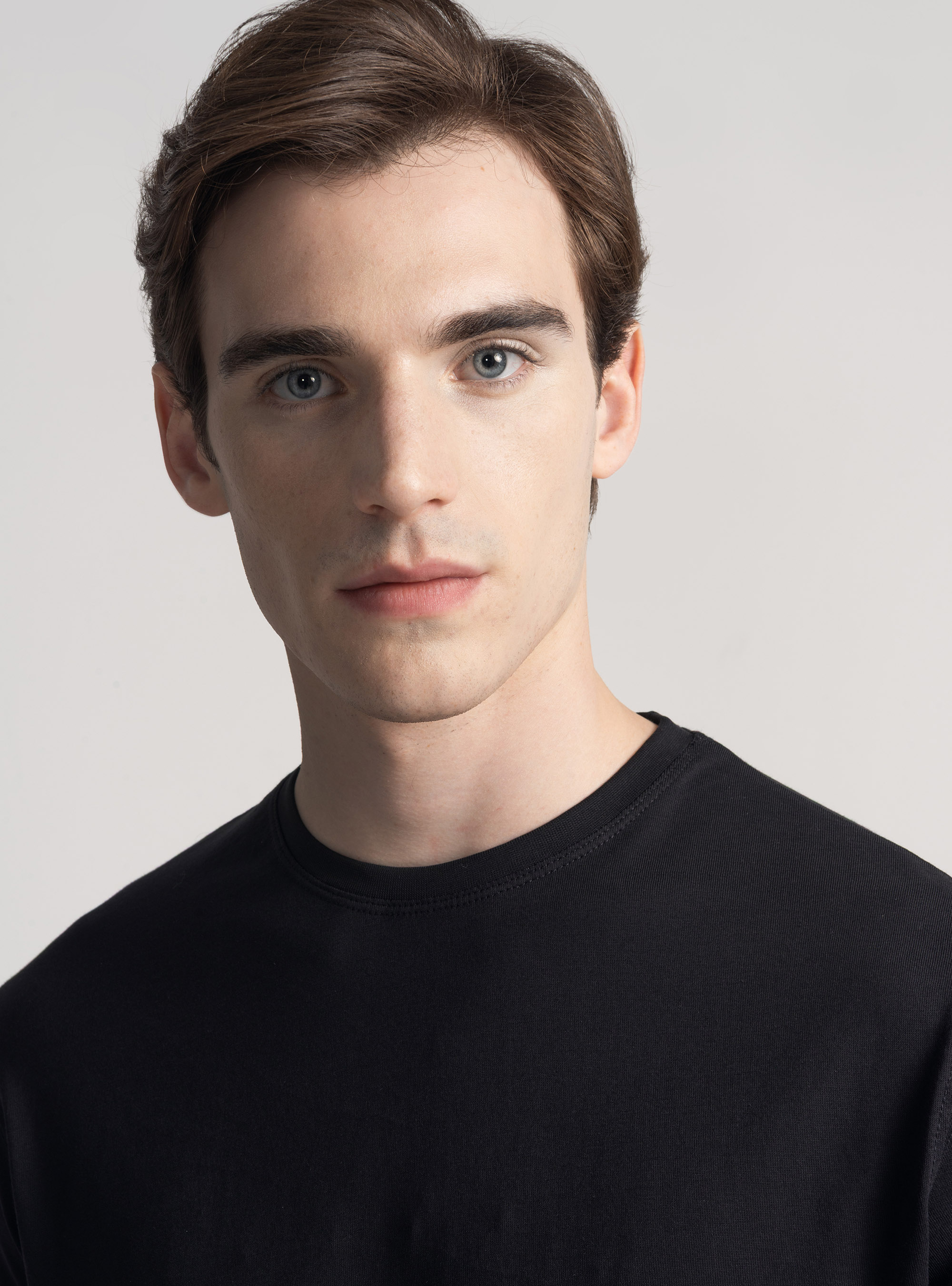 T-shirt in cotone supima mezza manica, NERO