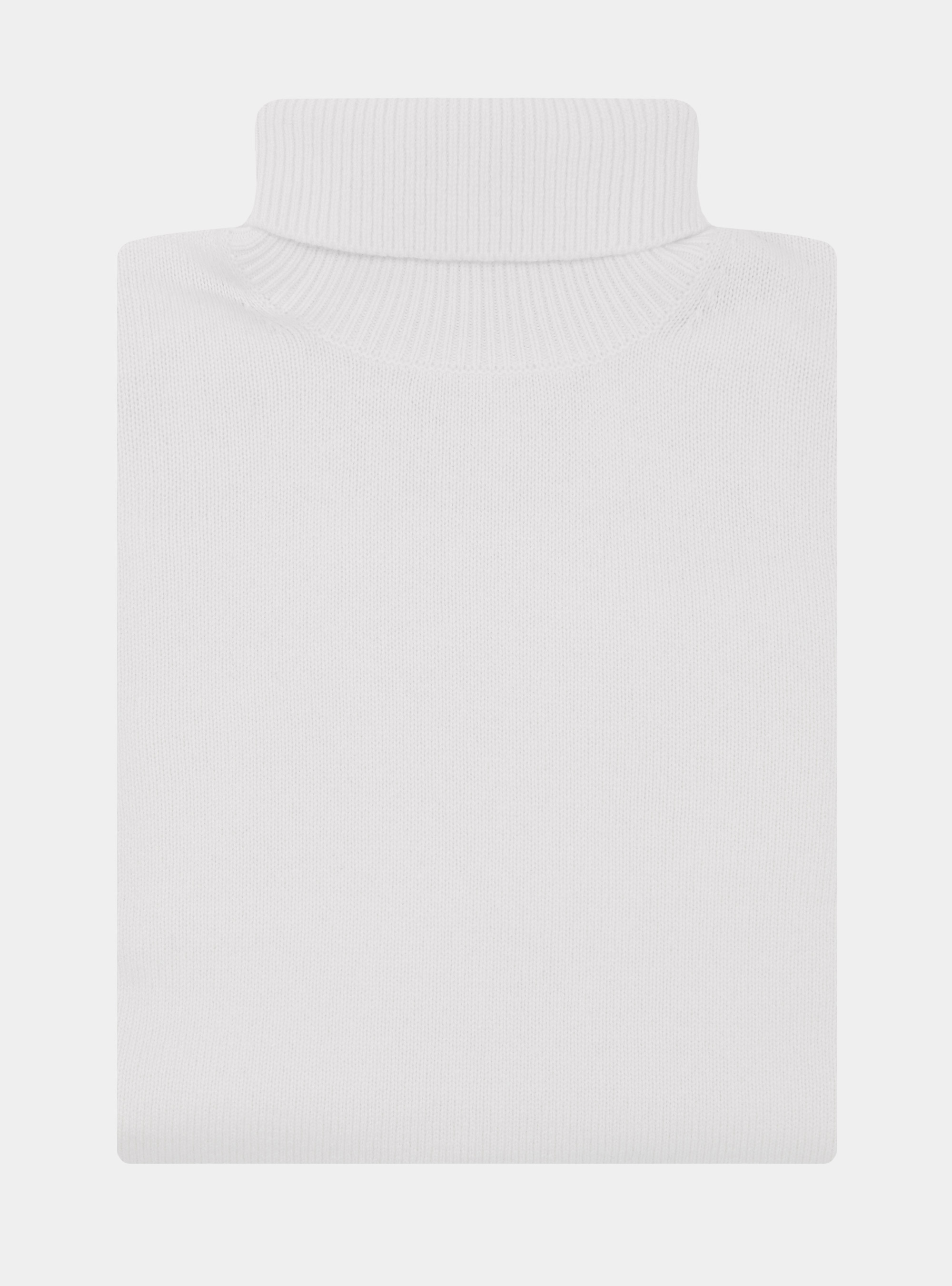 Merino wool turtleneck sweater, WHITE