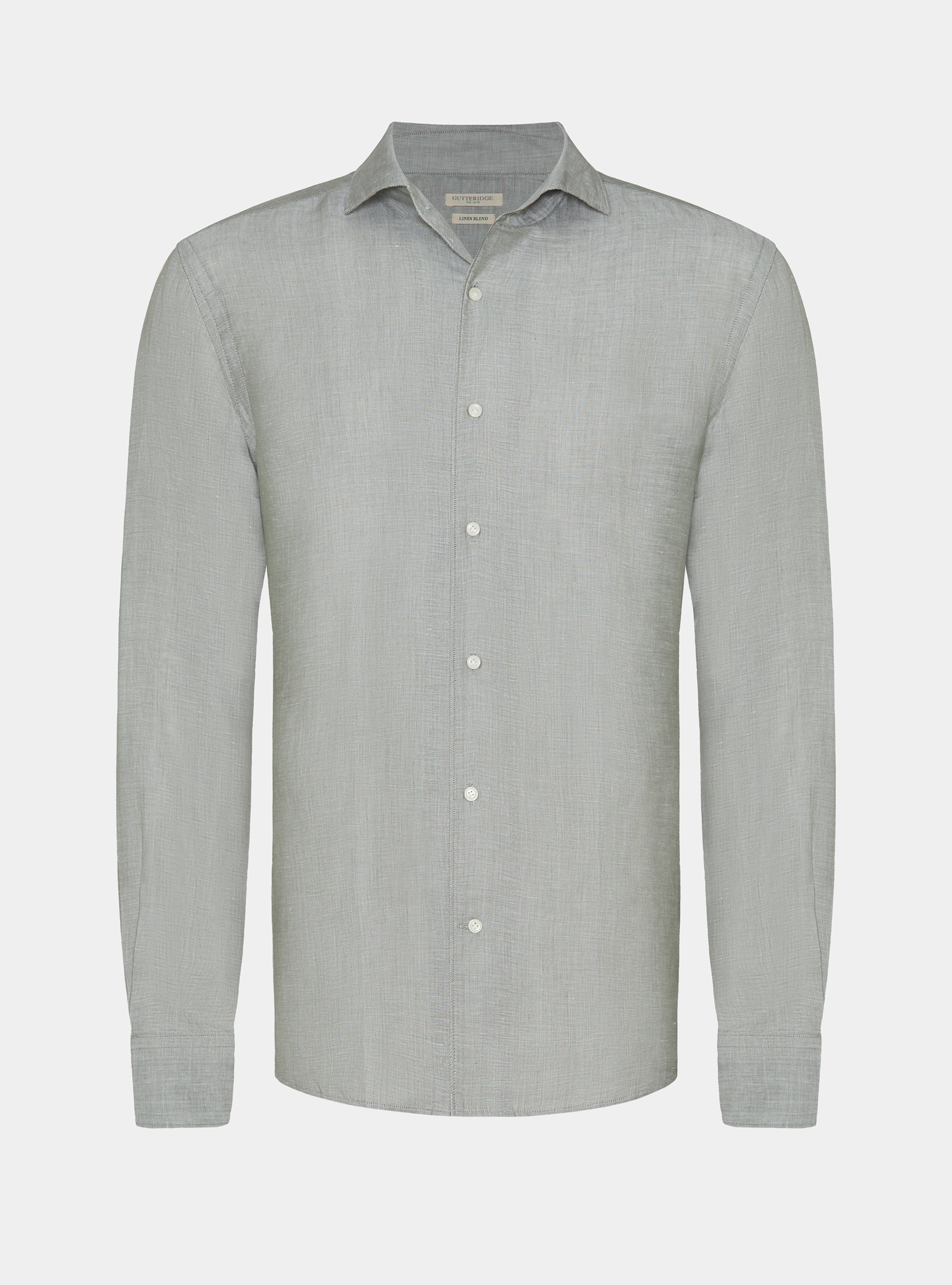 Linen-blend shirt with facing, SALVIA 0602C