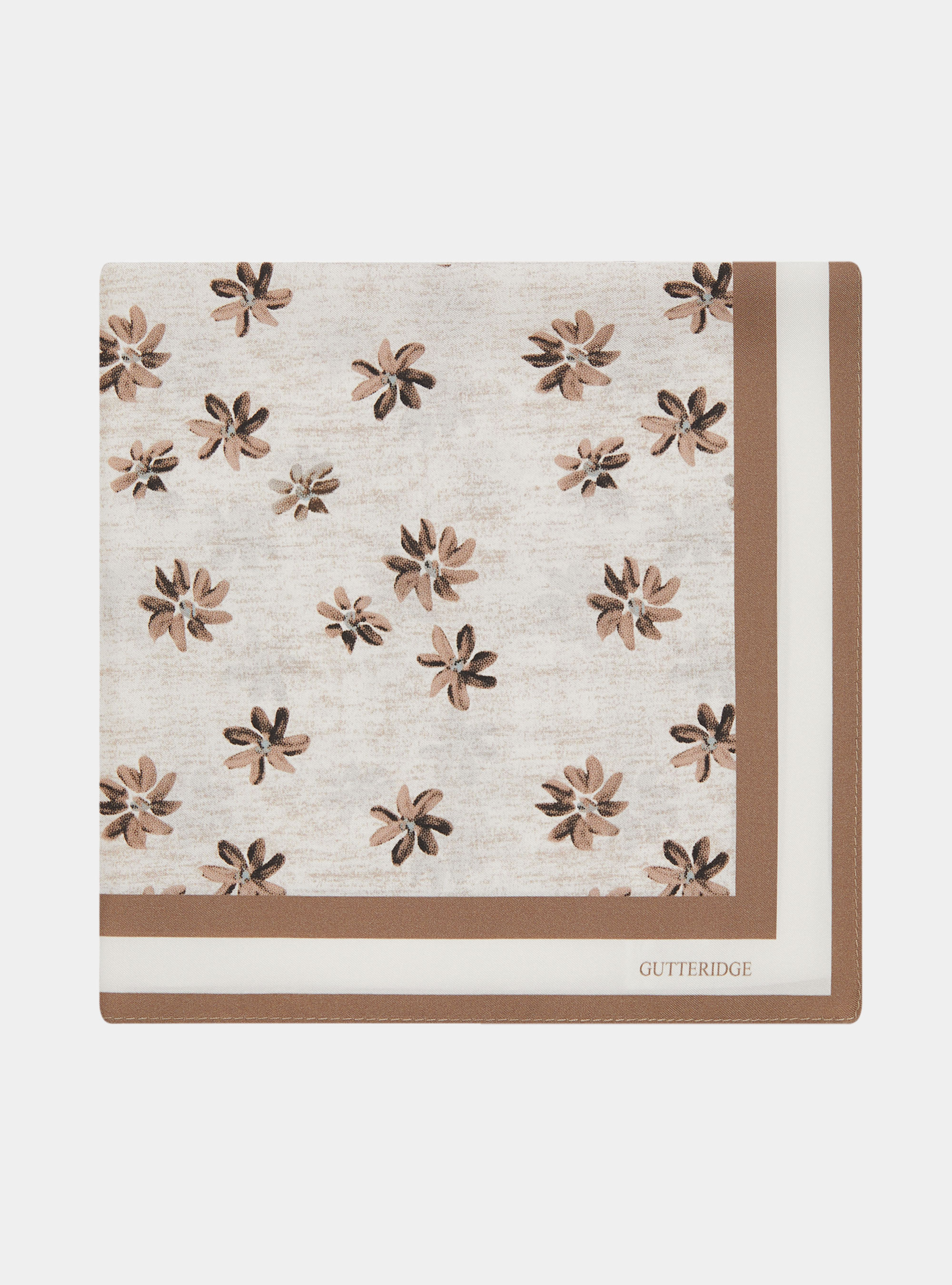 Foulard floreale in seta stampata, SABBIA