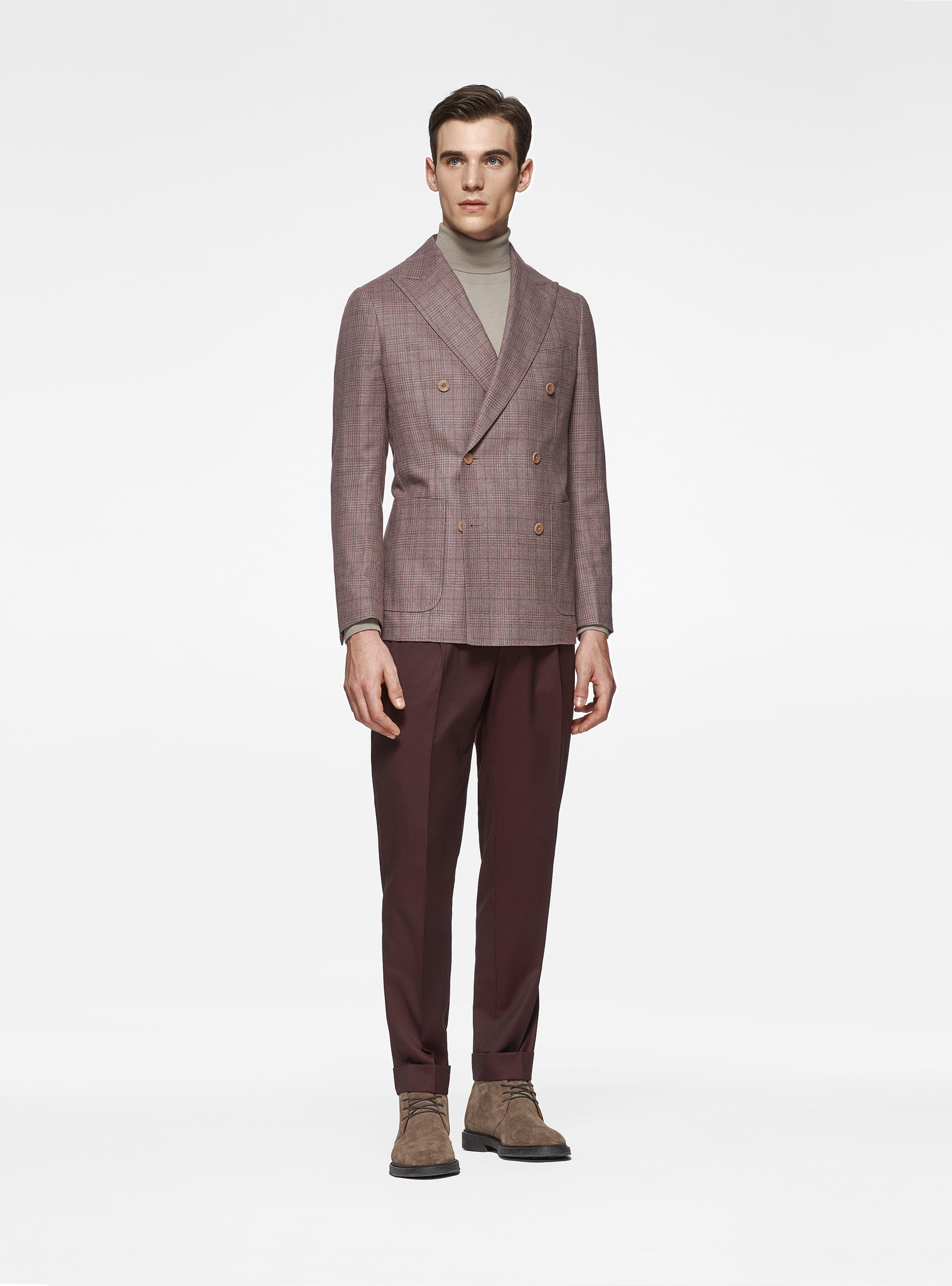 Giacca fantasia in seta e lana Lanificio di Pray, 0441C ROSA SCURO