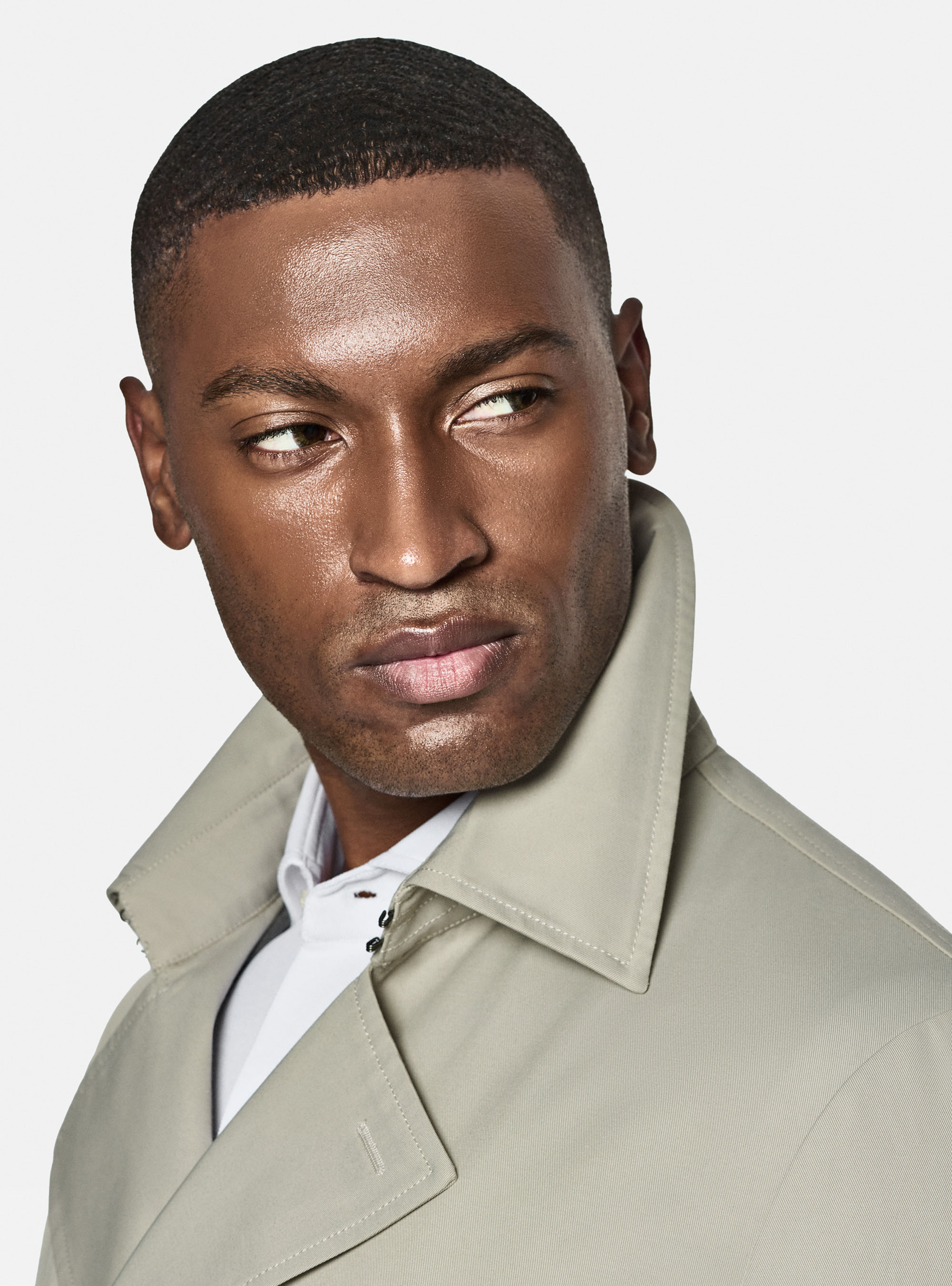 Trench in twill di cotone, ECRU