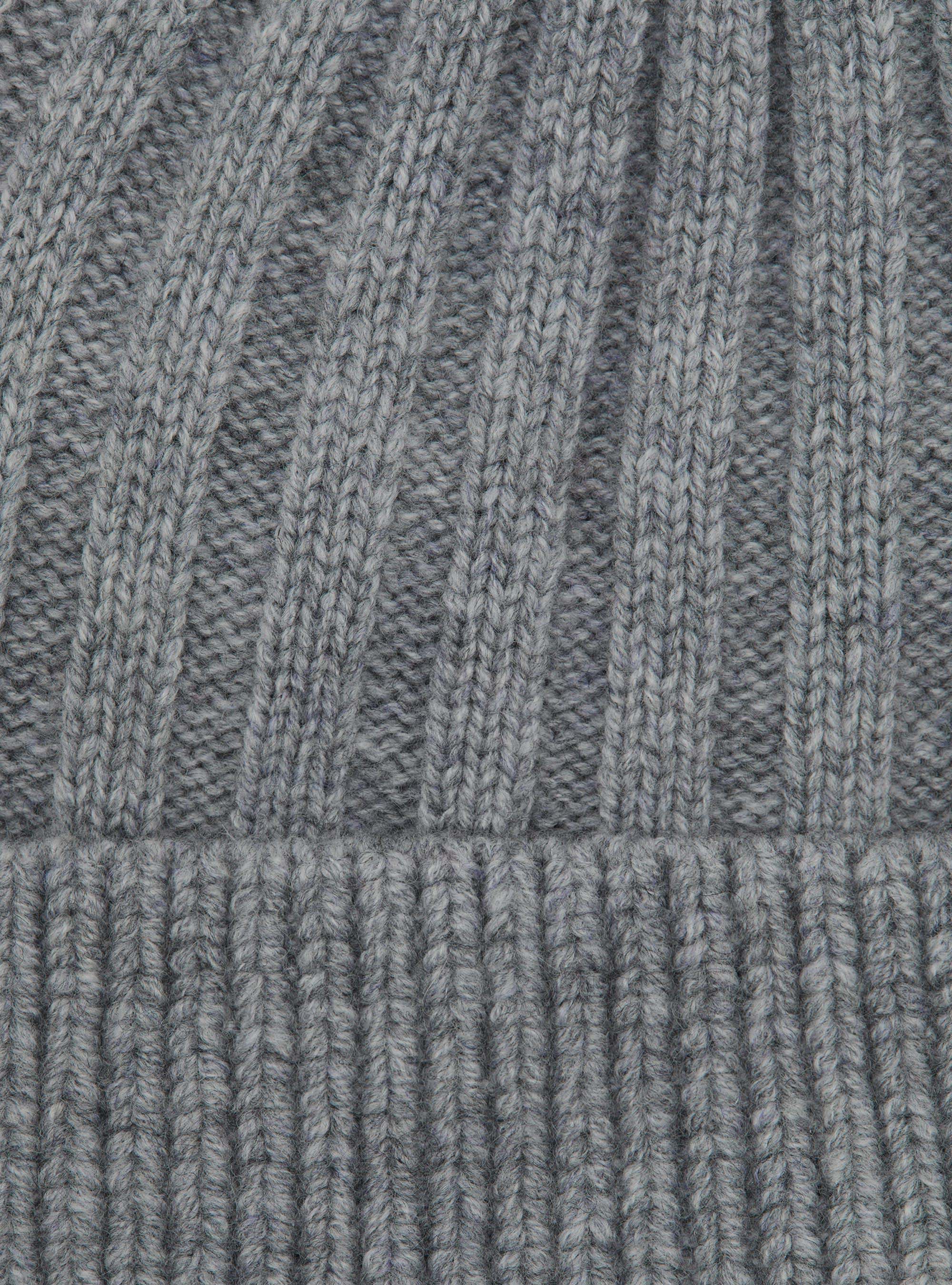 Cappello a costa inglese in misto cashmere, GRIGIO MELANGE 0151C