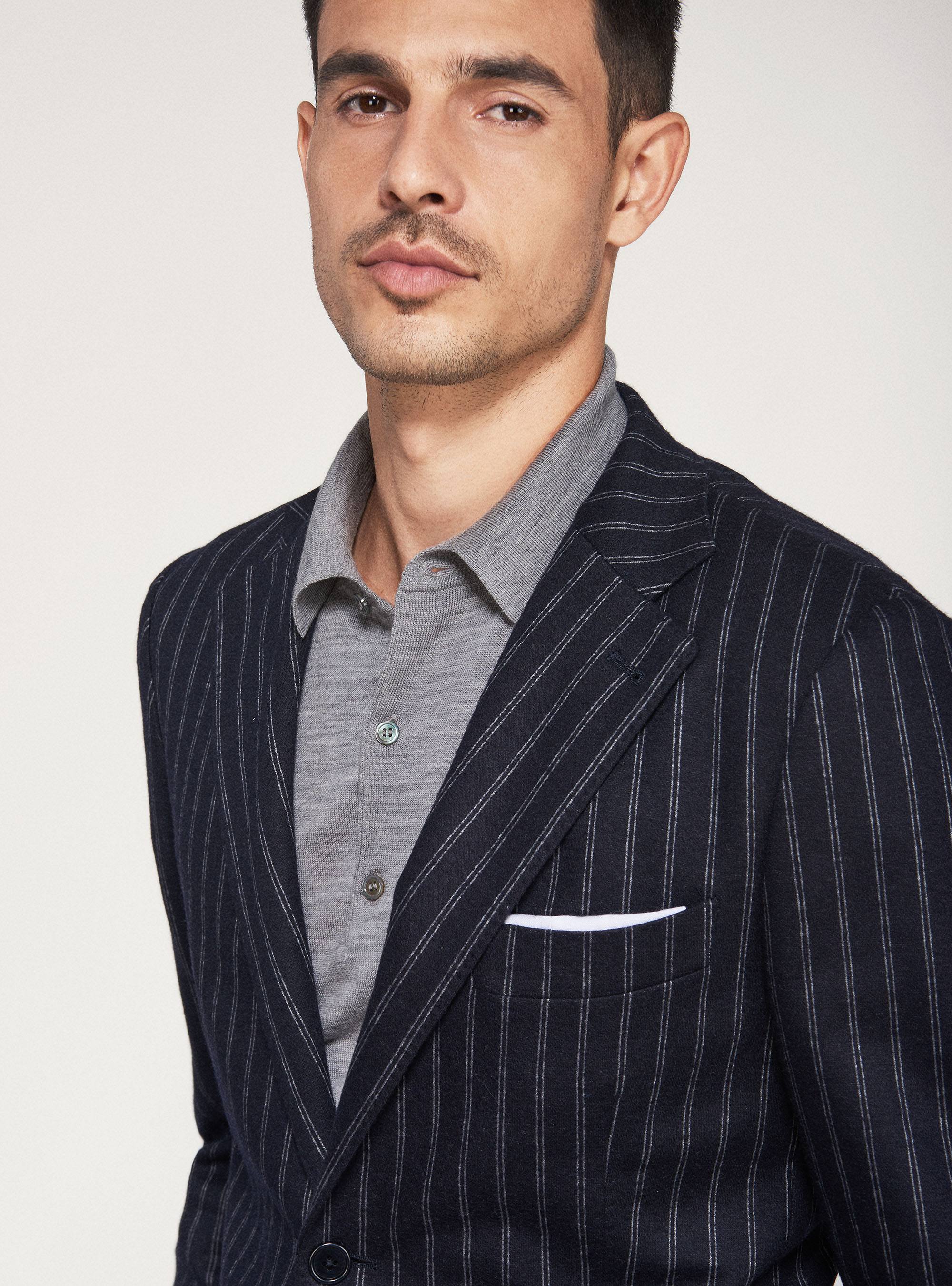 Giacca sfoderata a righe, BLU NAVY