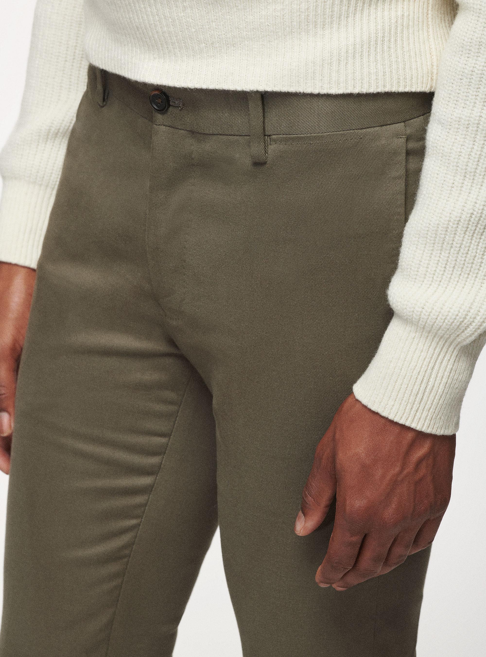 Pantaloni in cotone smerigliato, VERDE